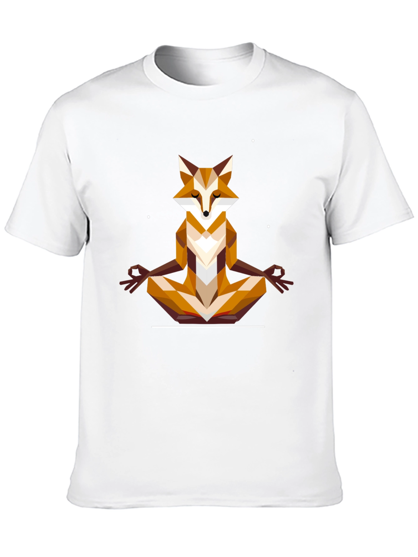 Geometric Fox Meditating Graphic Tee - Black T-Shirt
