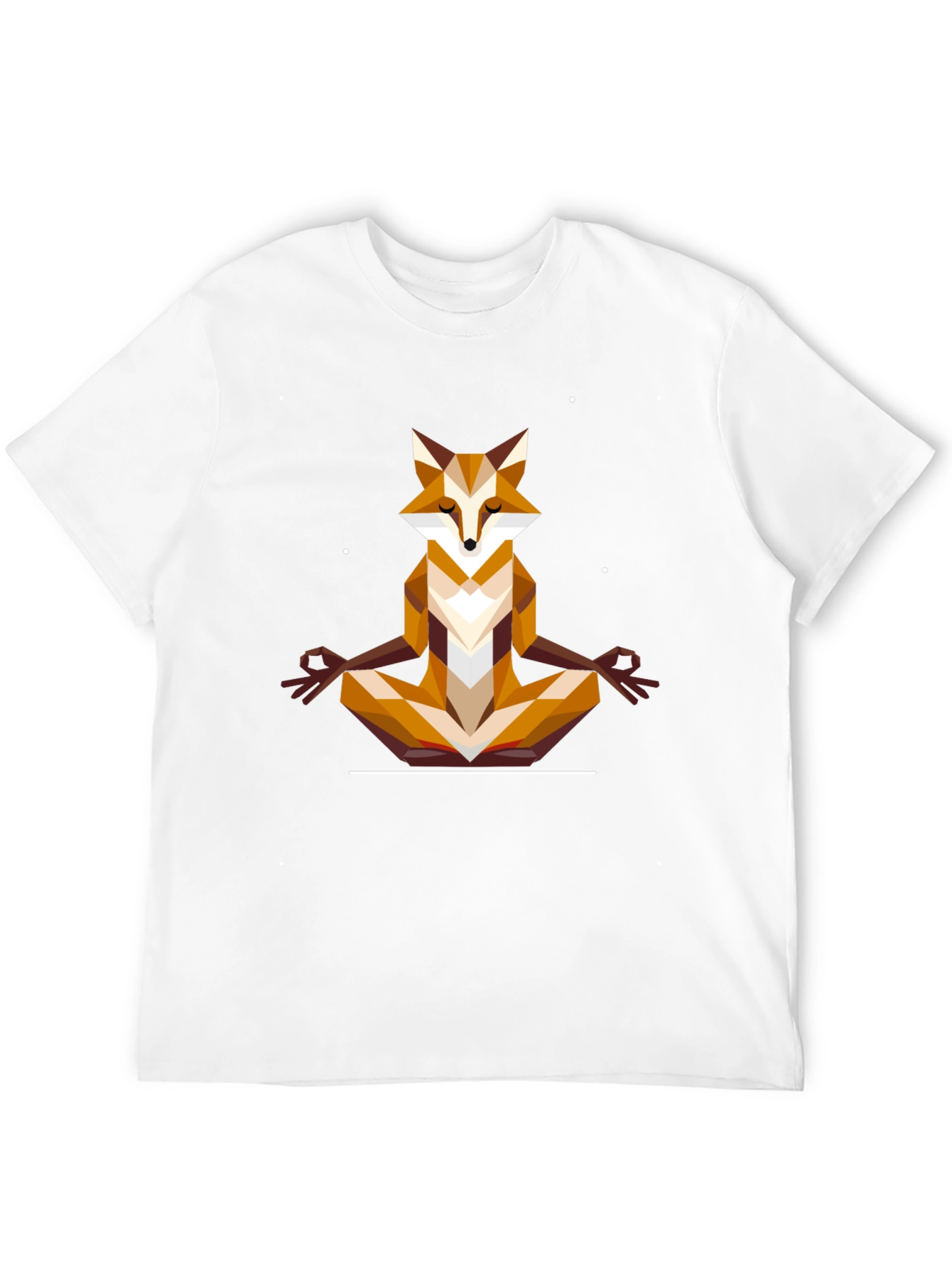 Geometric Fox Meditating Graphic Tee - Black T-Shirt
