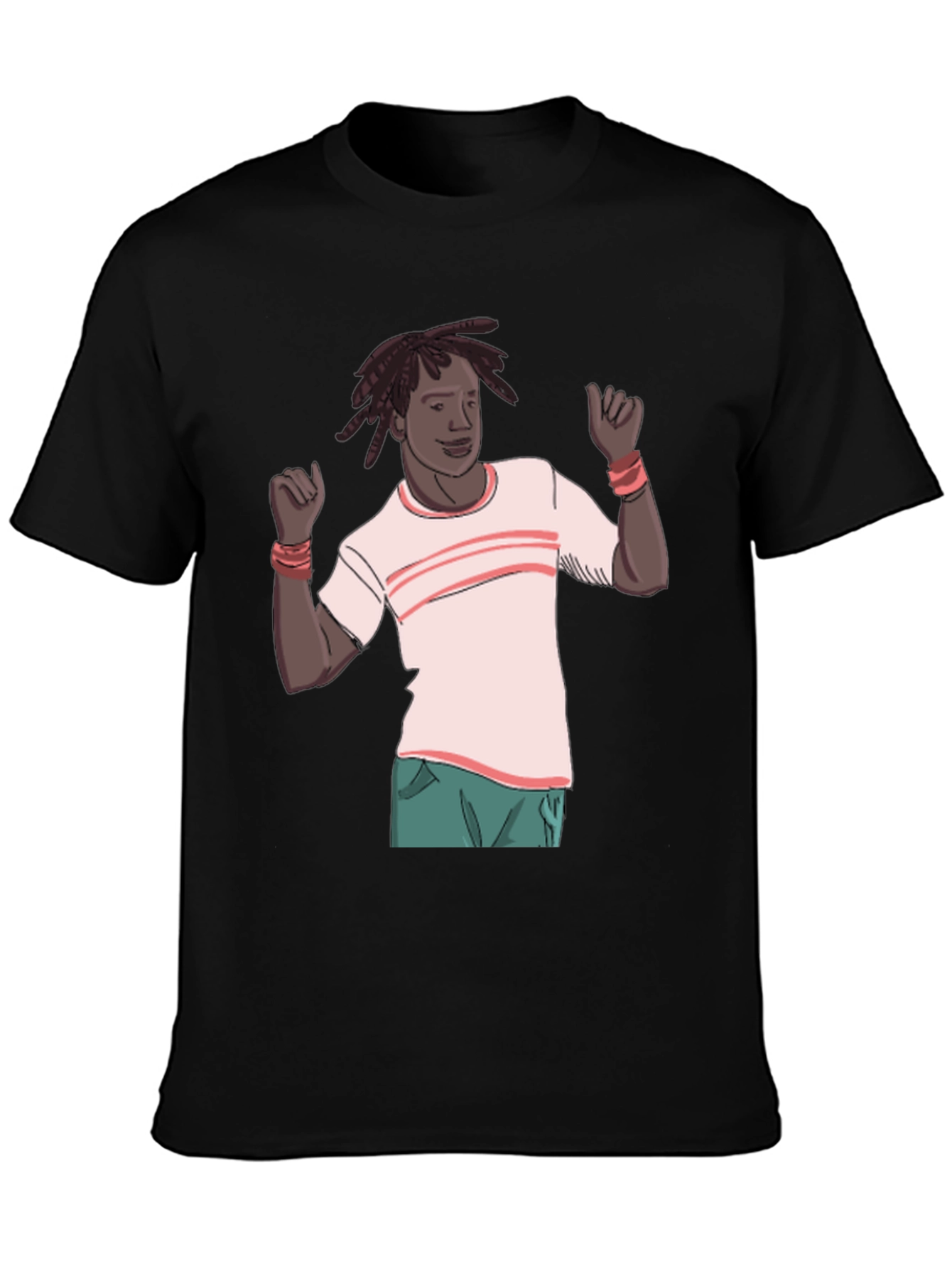 Cartoon Man Graphic Black T-Shirt