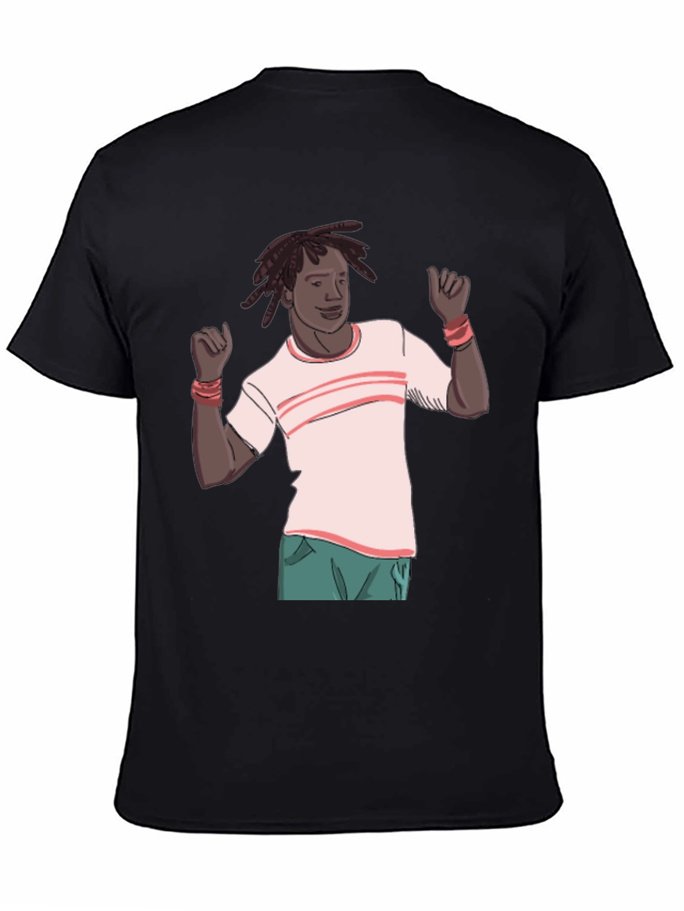 Cartoon Man Graphic Black T-Shirt