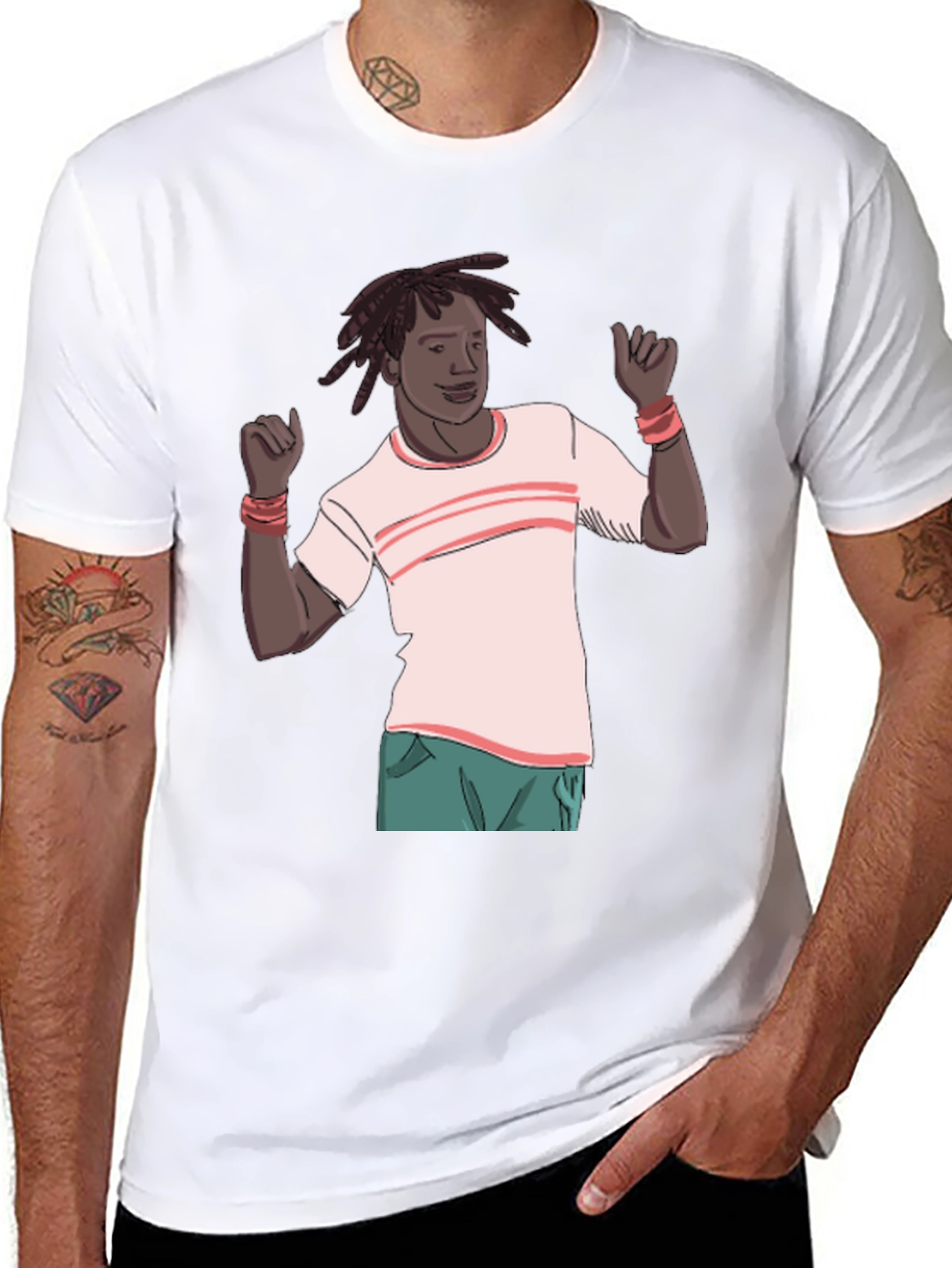 Cartoon Man Graphic Black T-Shirt