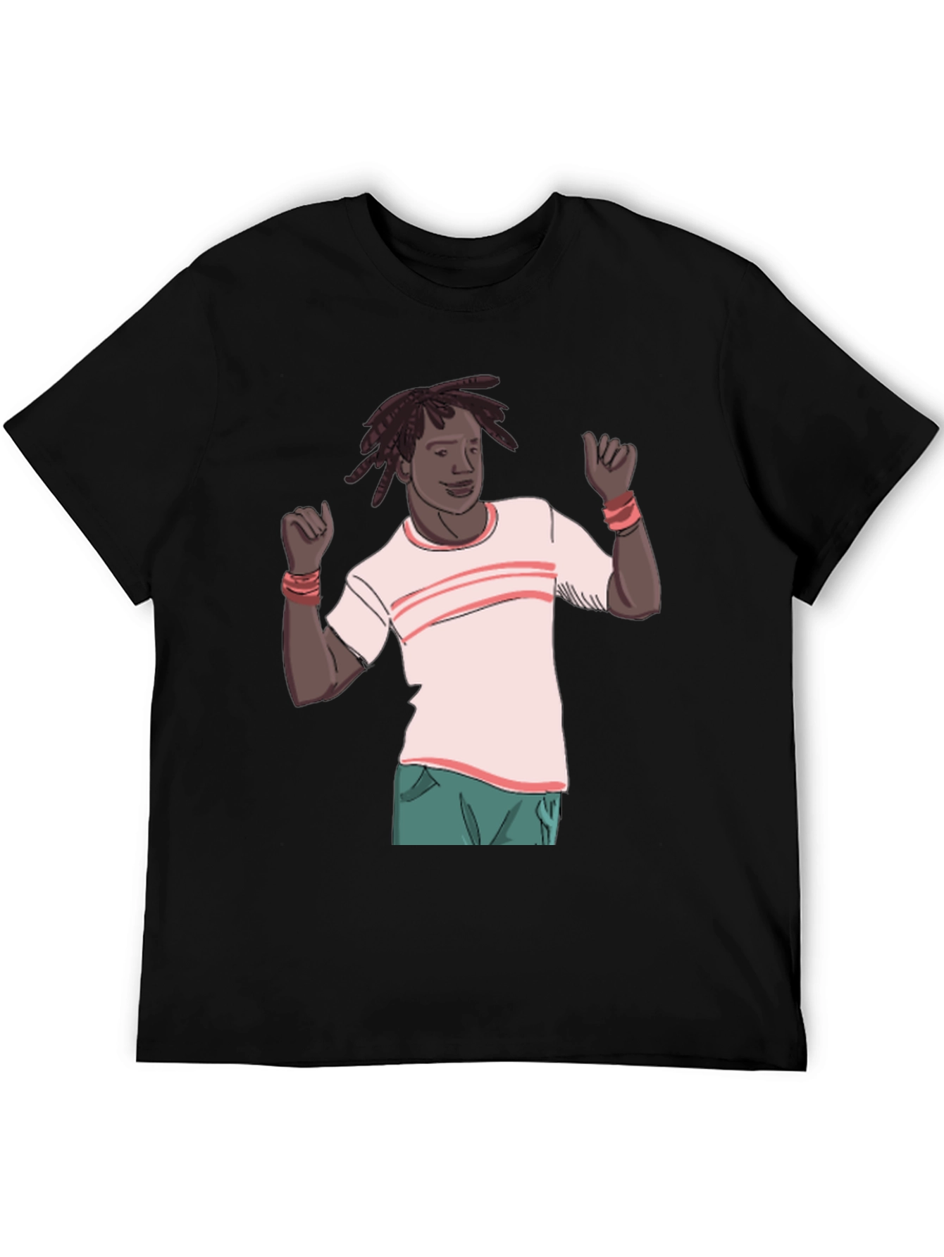 Cartoon Man Graphic Black T-Shirt