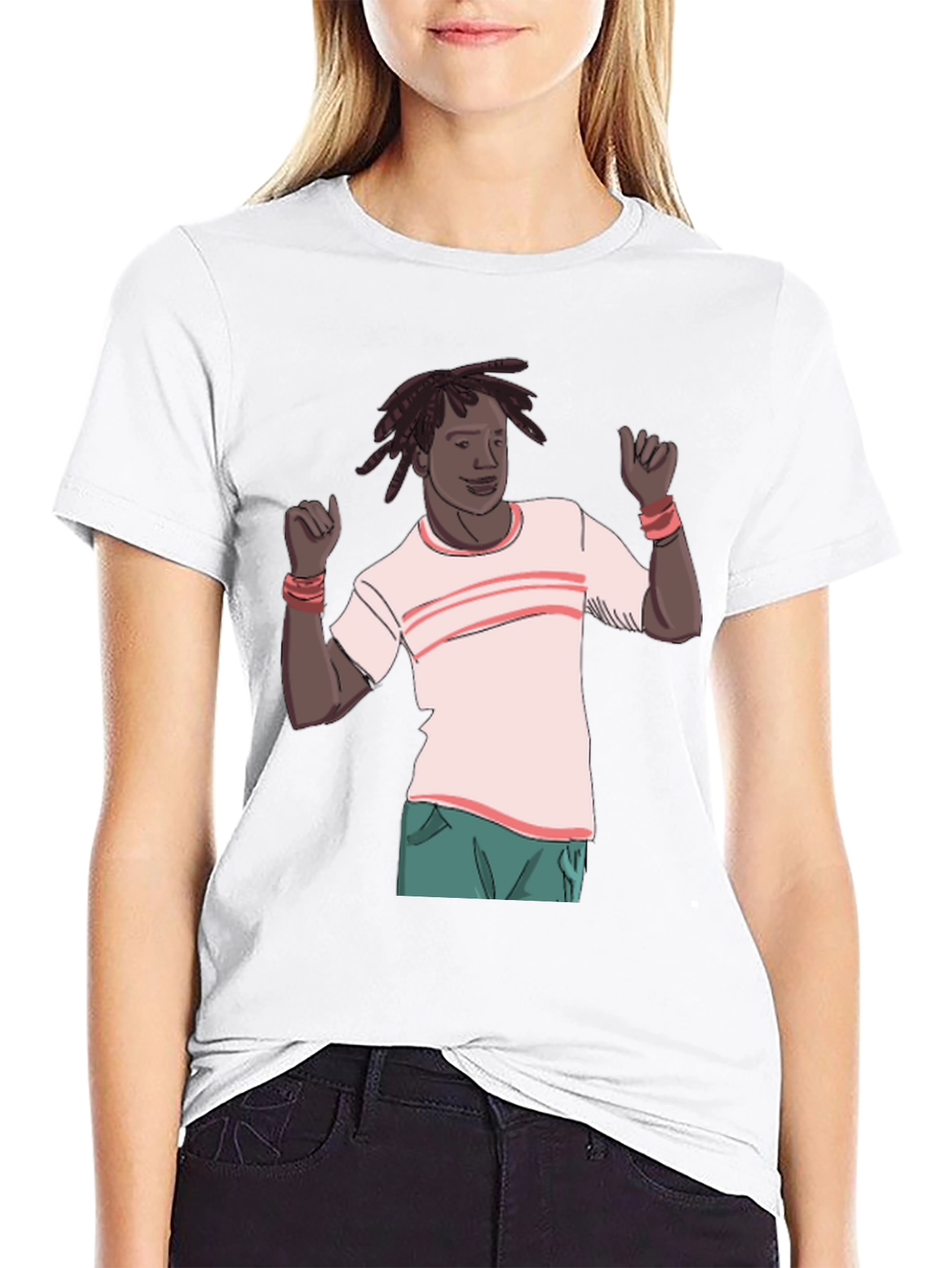 Cartoon Man Graphic Black T-Shirt