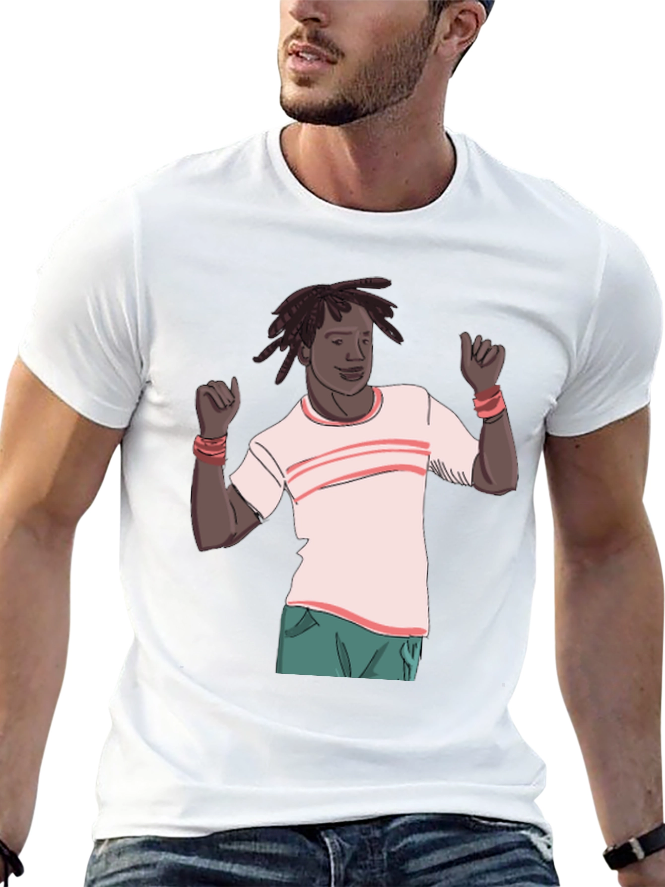 Cartoon Man Graphic Black T-Shirt