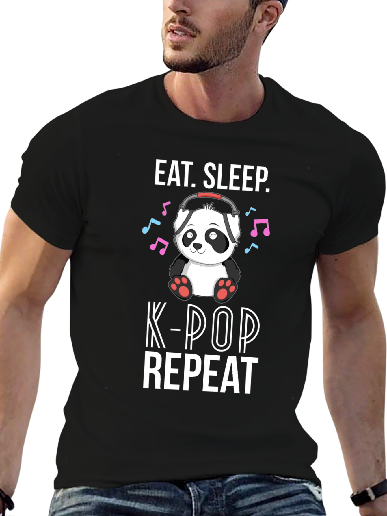 Eat Sleep K-Pop Repeat Black T-Shirt