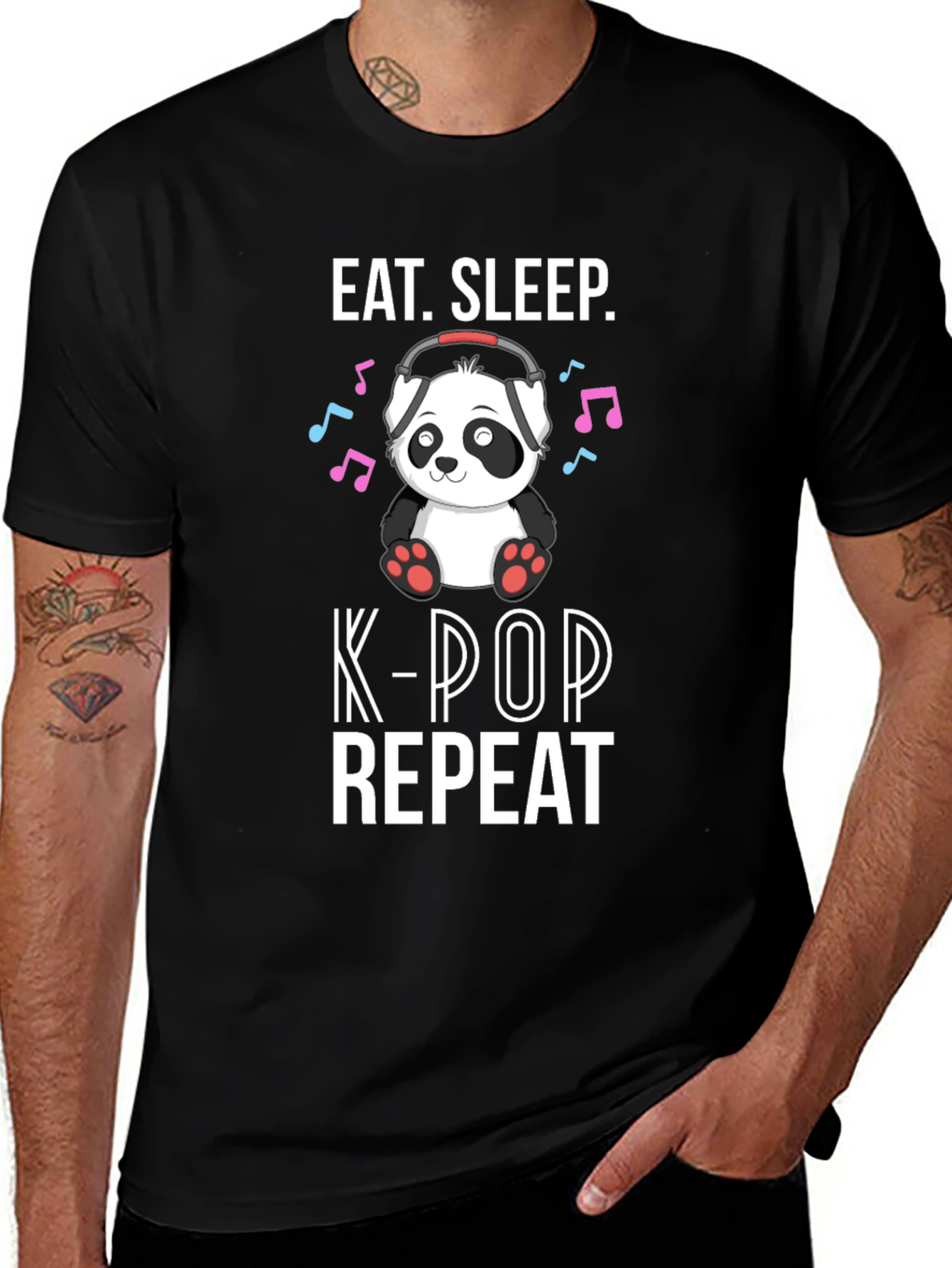 Eat Sleep K-Pop Repeat Black T-Shirt