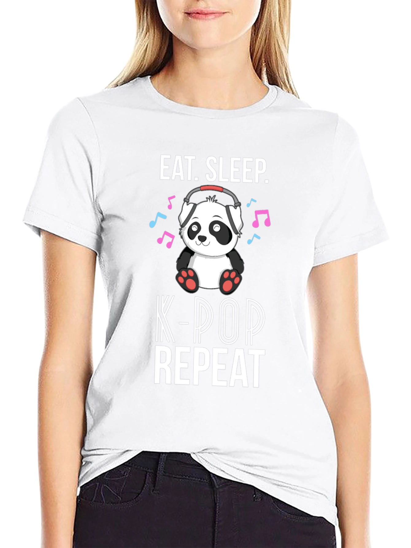 Eat Sleep K-Pop Repeat Black T-Shirt
