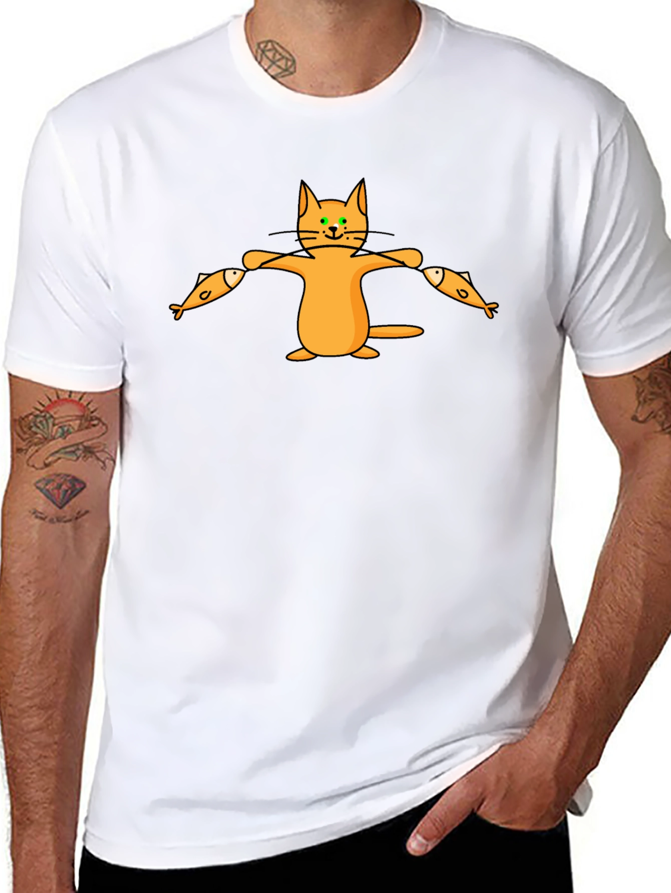 Cat With Fish T-Shirt
