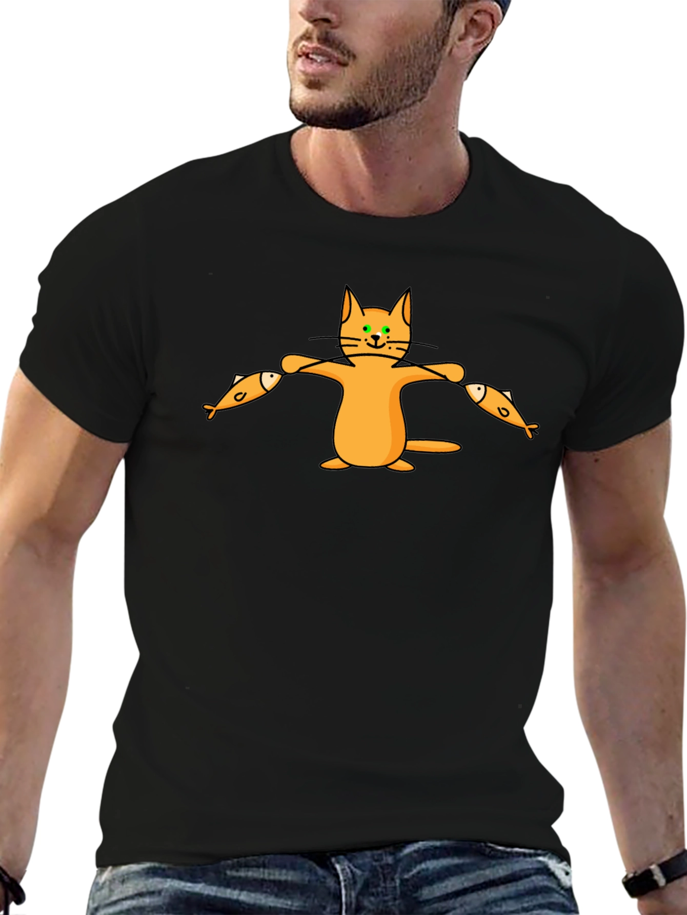 Cat With Fish T-Shirt