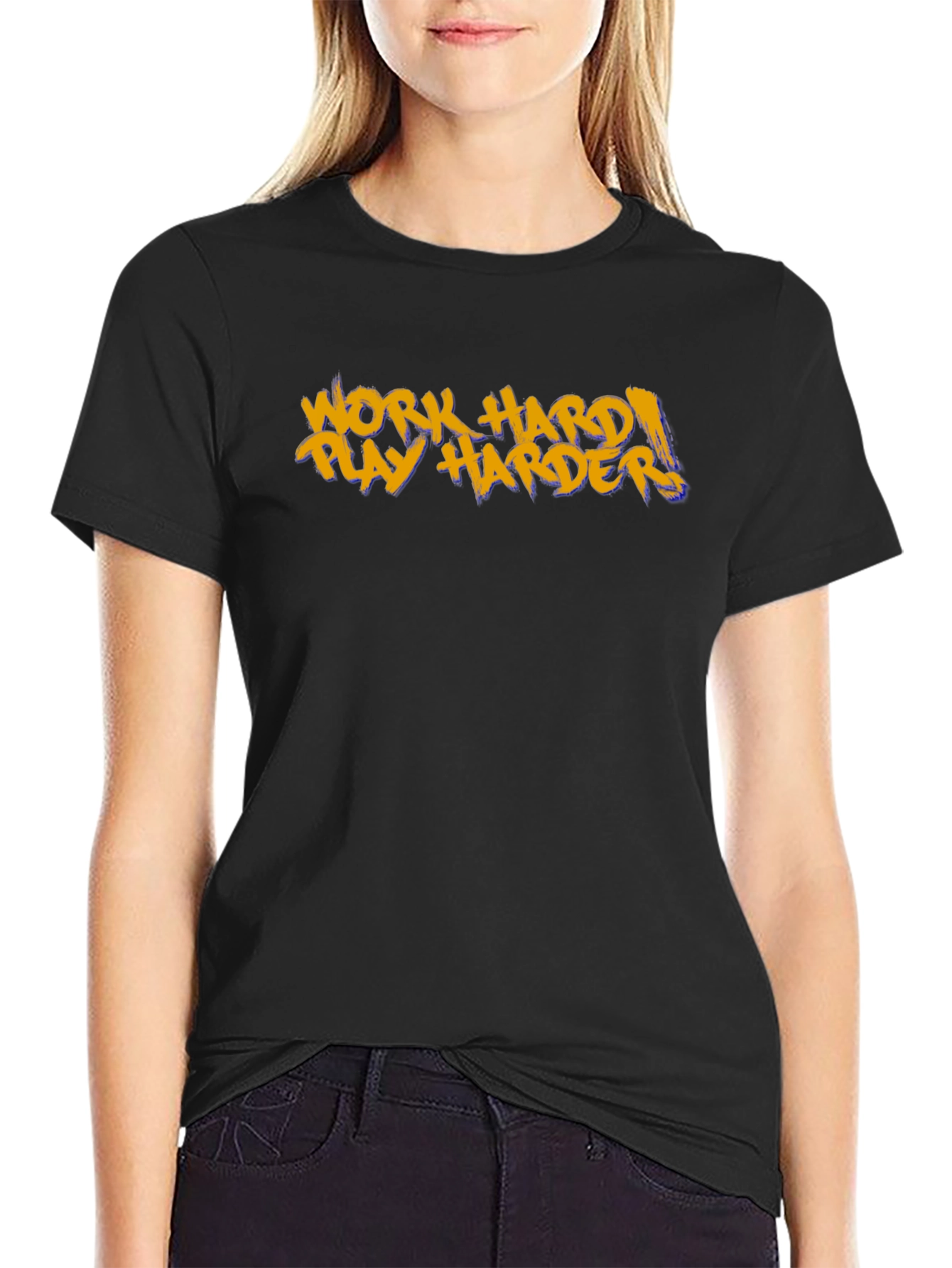 Work Hard Play Harder Black Graphic Tee