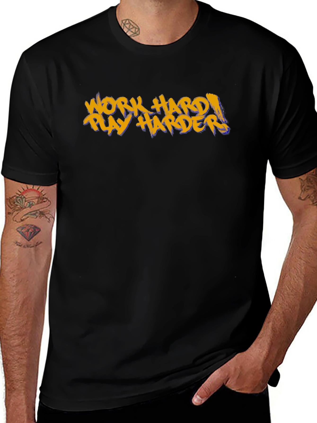 Work Hard Play Harder Black Graphic Tee