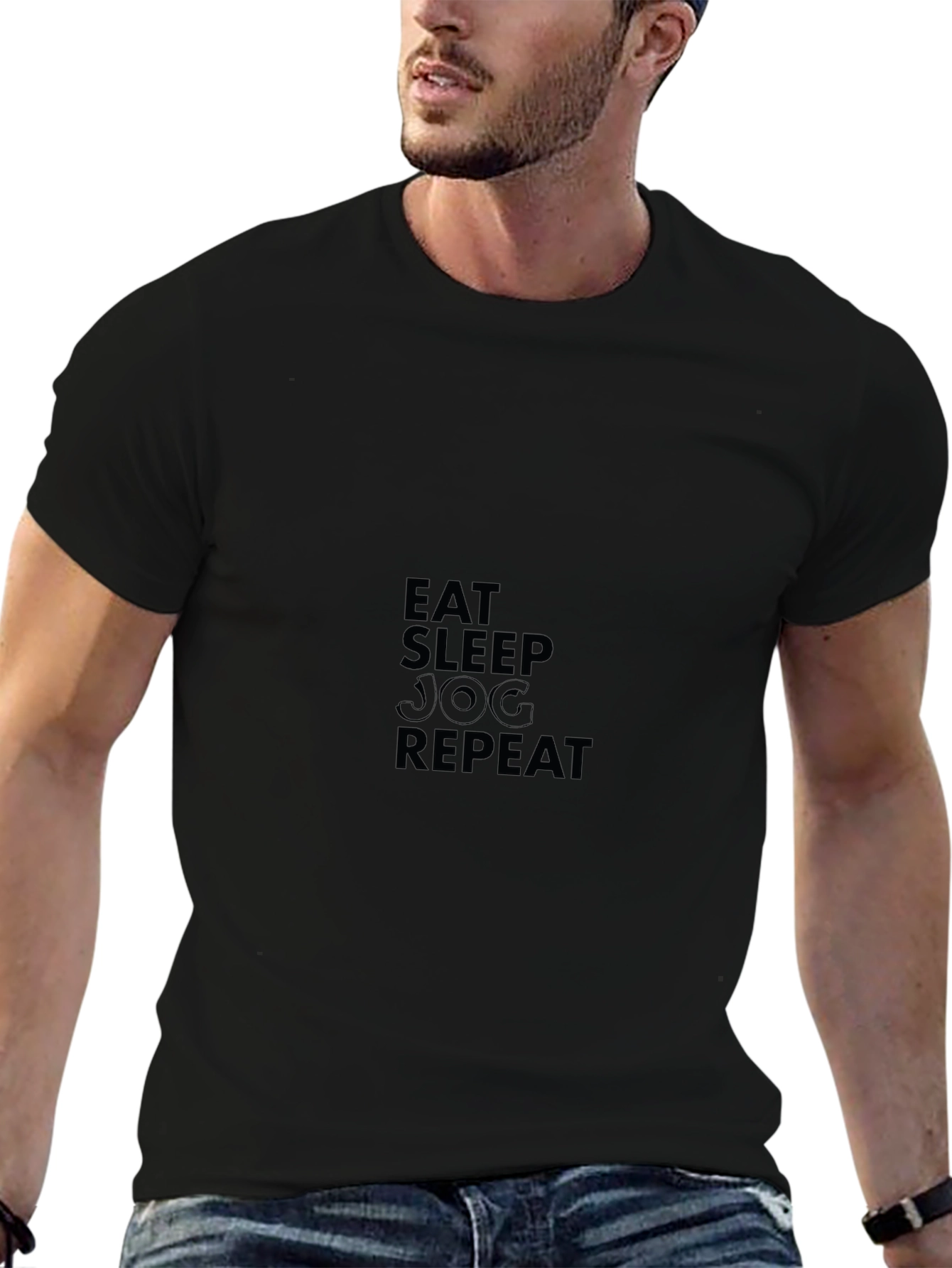 Eat Sleep Jog Repeat Black T-Shirt
