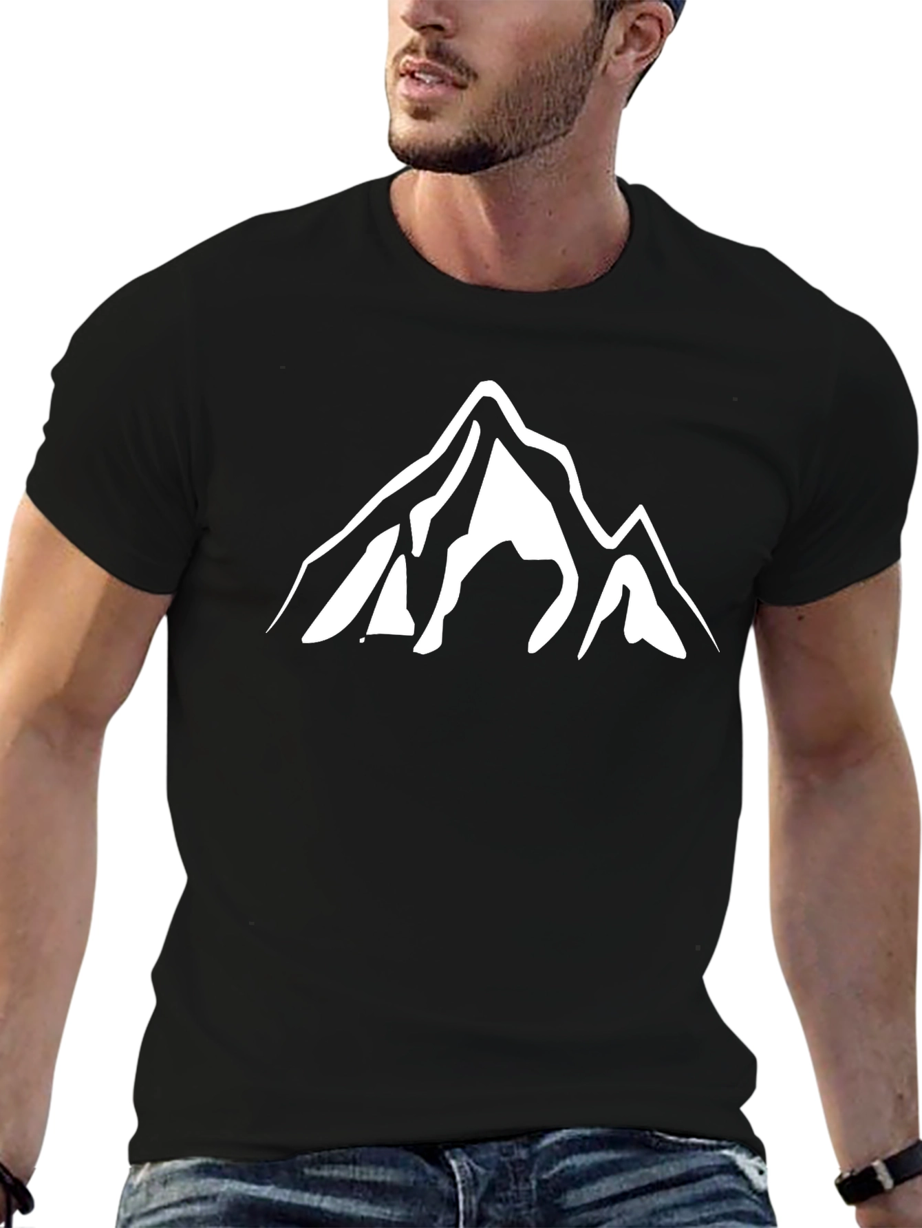 Mountain Graphic Tee - Black Casual T-Shirt