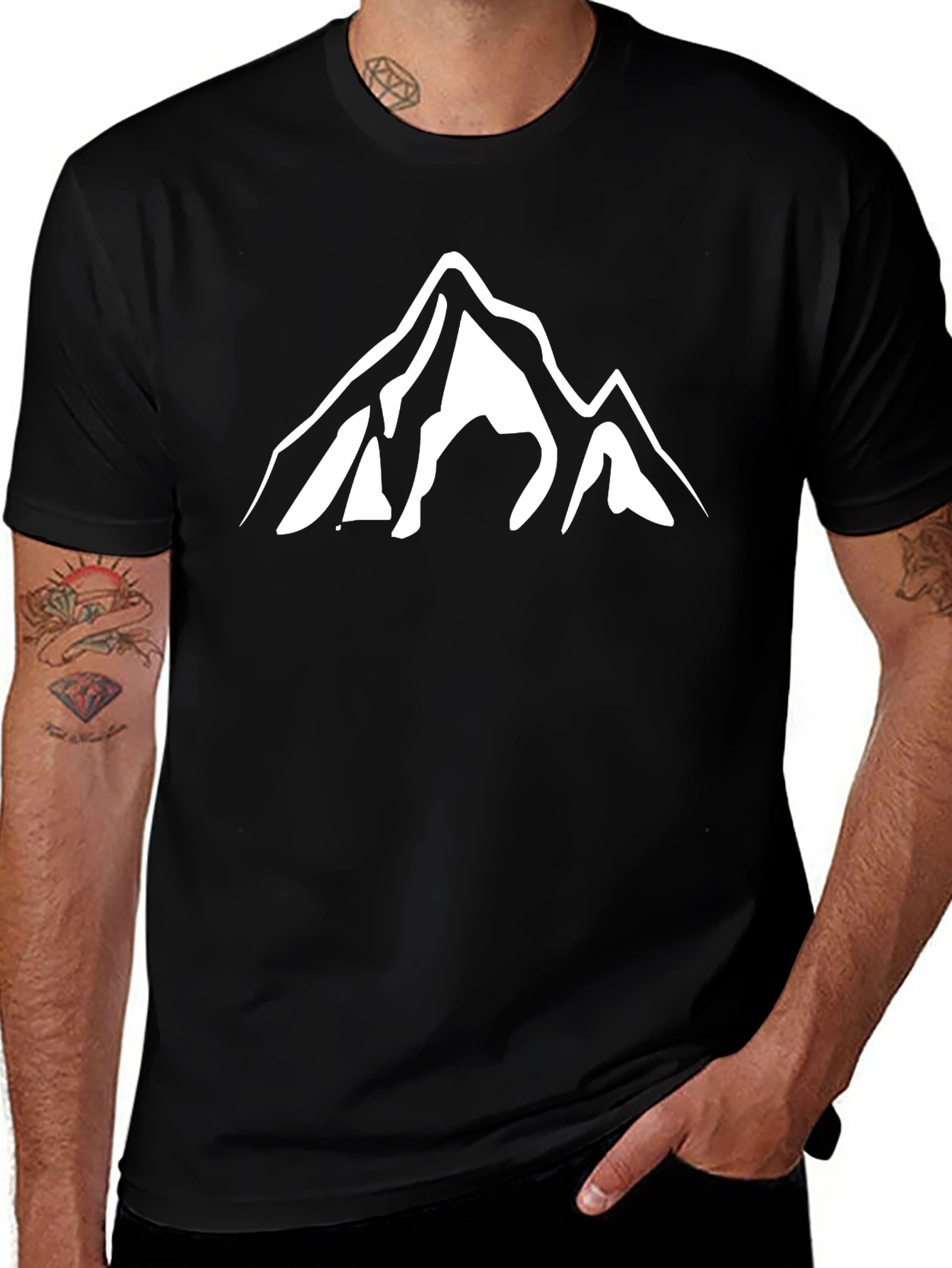 Mountain Graphic Tee - Black Casual T-Shirt