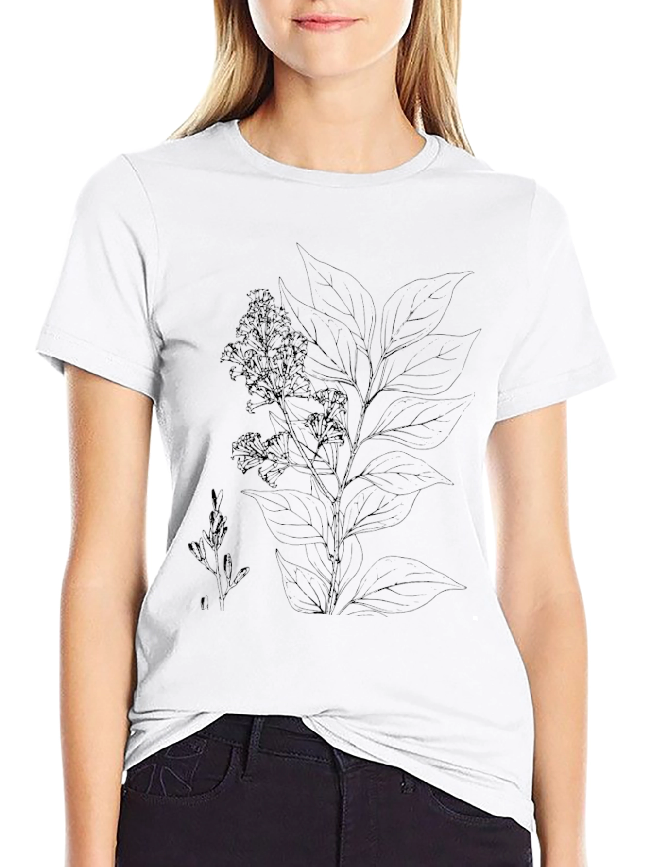 Botanical Print Black T-Shirt