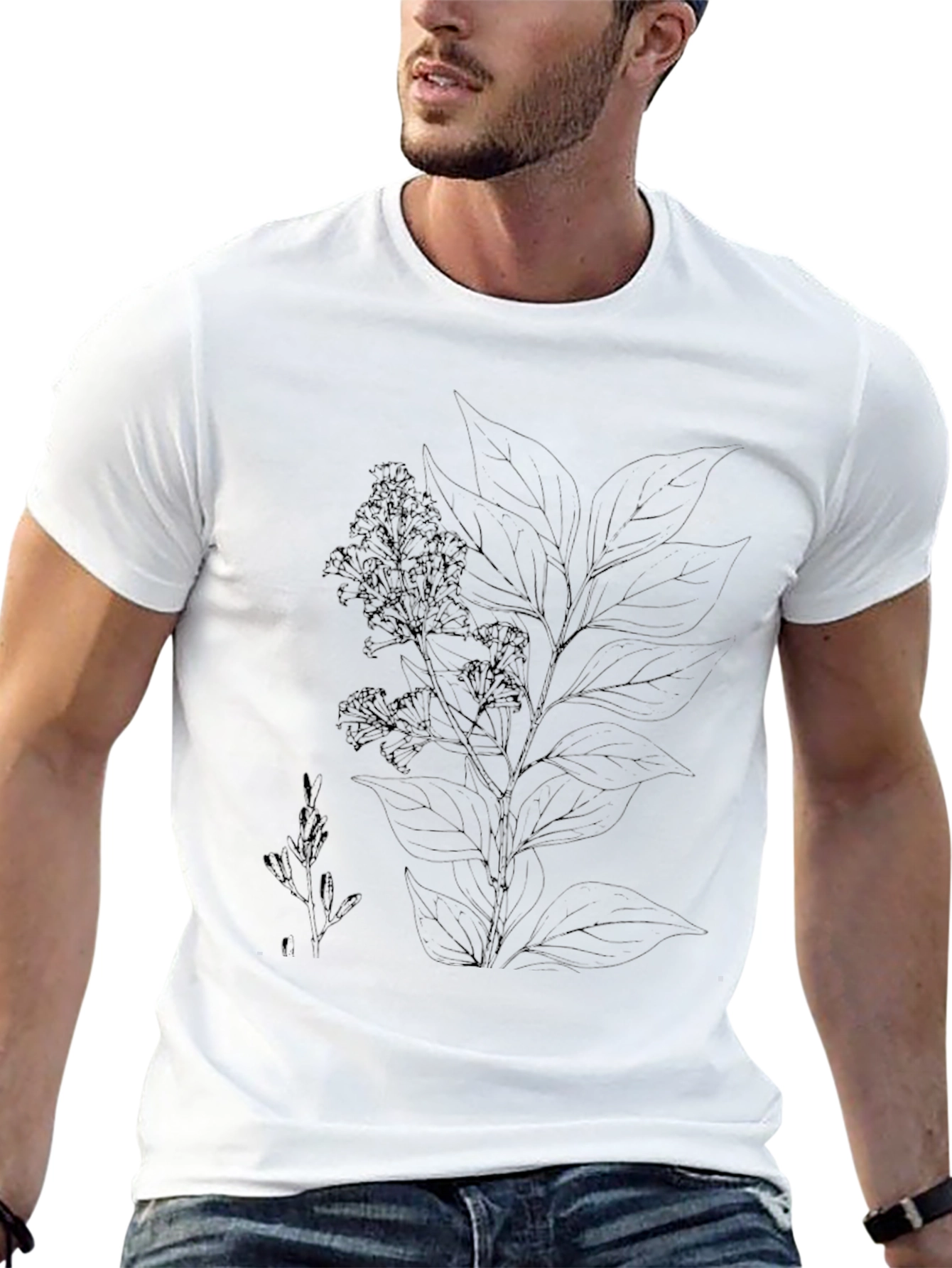 Botanical Print Black T-Shirt