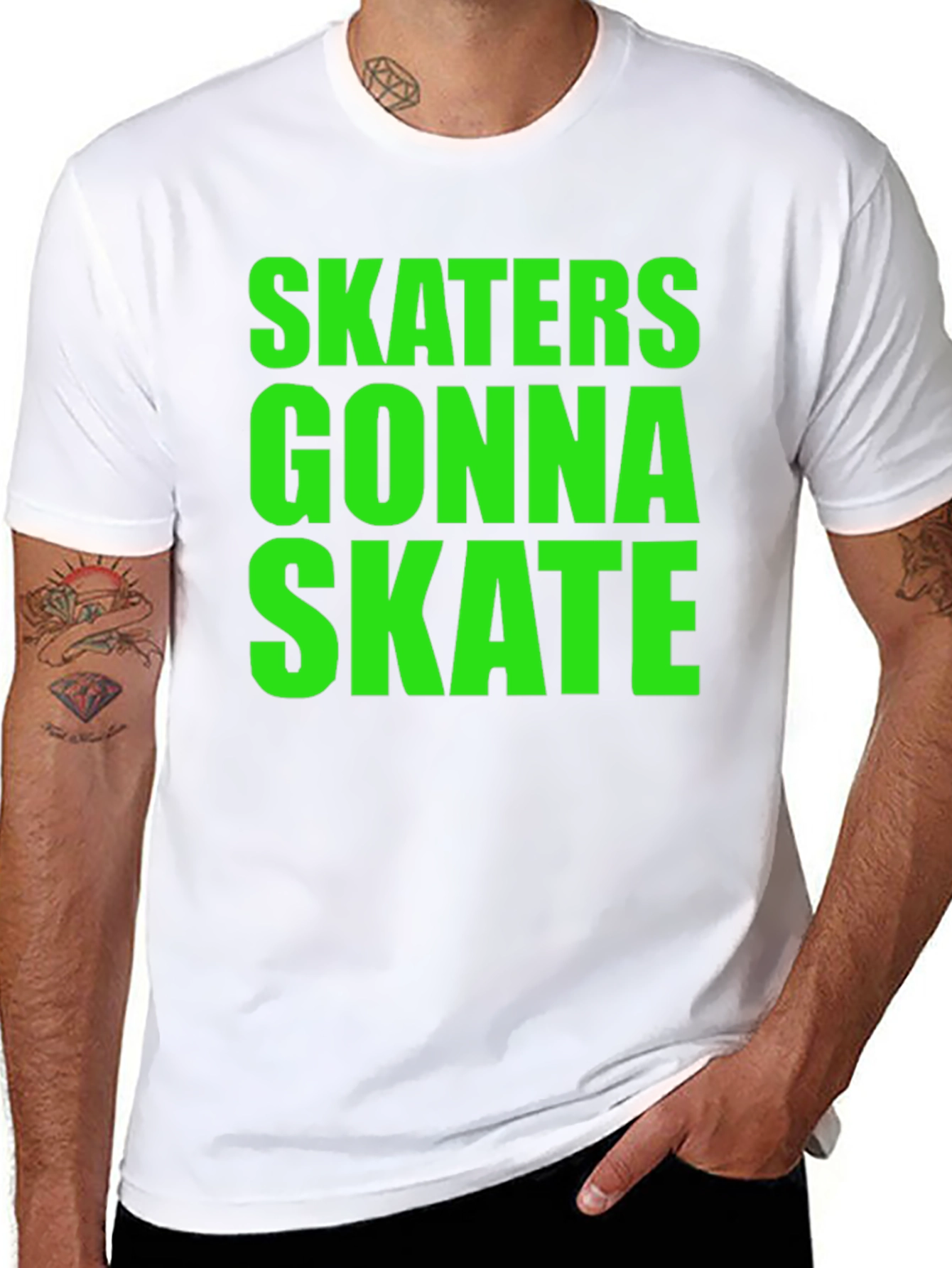 Skaters Gonna Skate Graphic Tee - Black Cotton T-Shirt