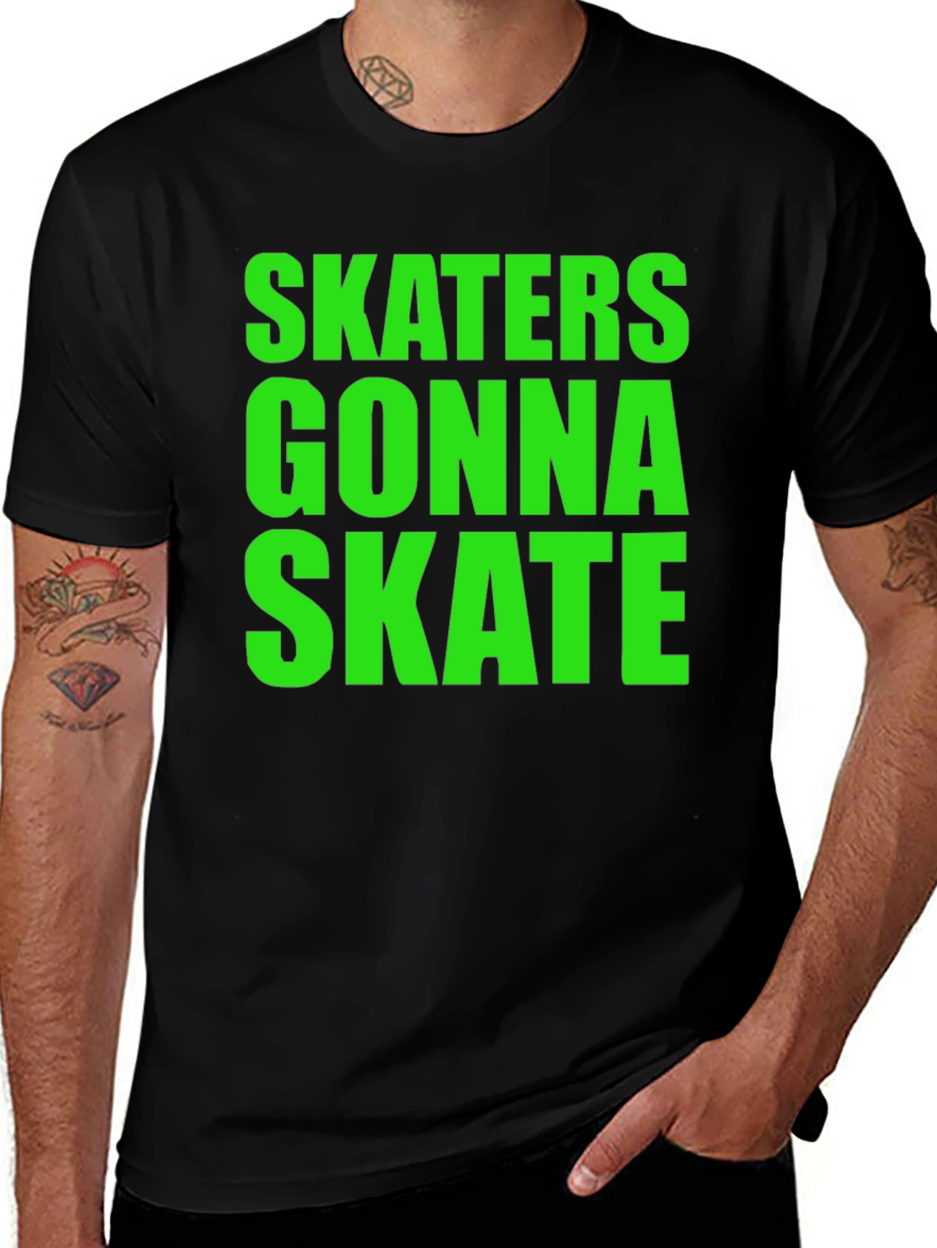 Skaters Gonna Skate Graphic Tee - Black Cotton T-Shirt
