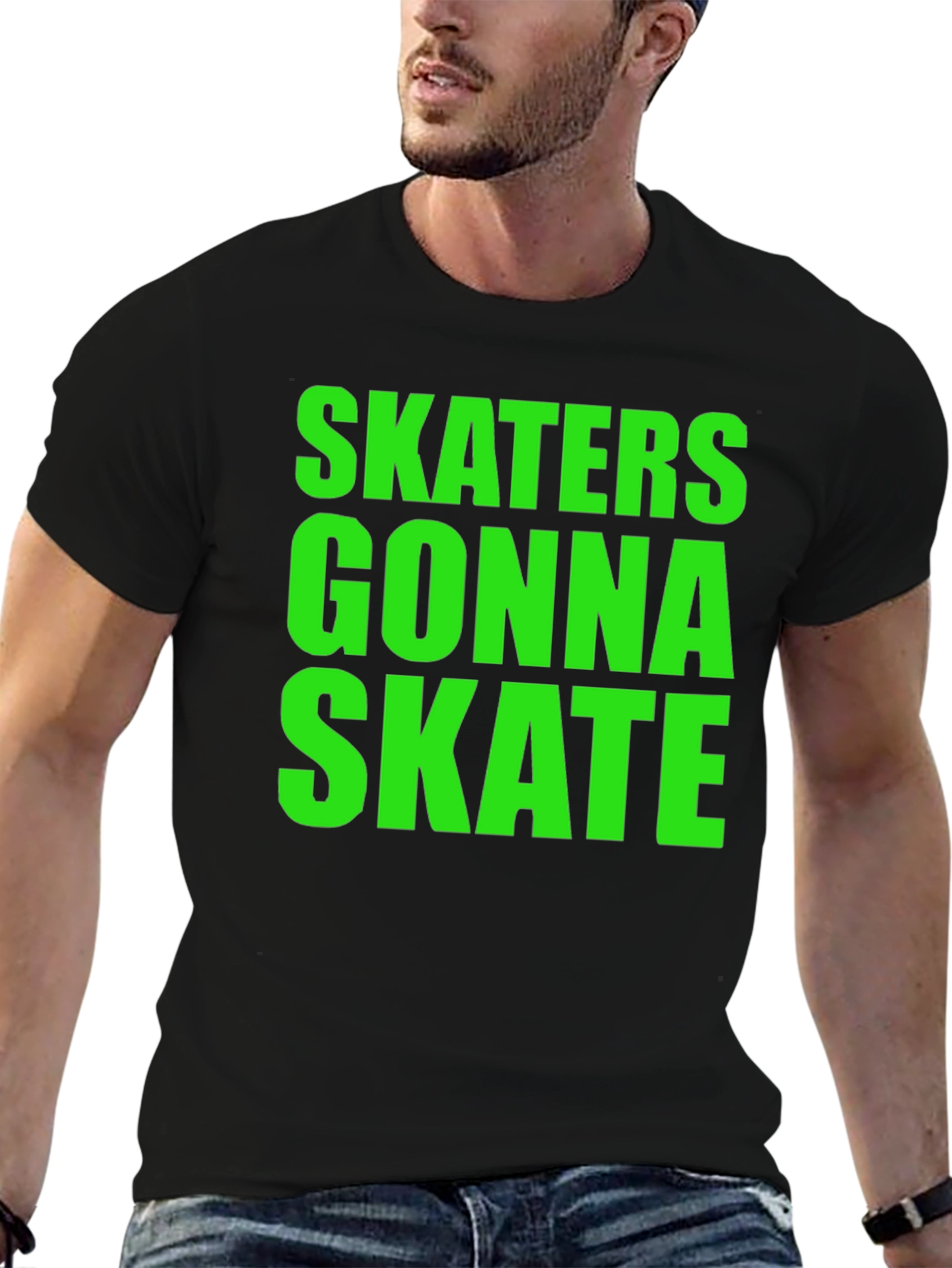 Skaters Gonna Skate Graphic Tee - Black Cotton T-Shirt