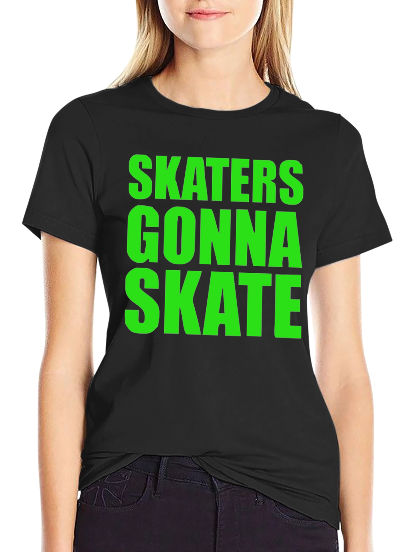 Skaters Gonna Skate Graphic Tee - Black Cotton T-Shirt