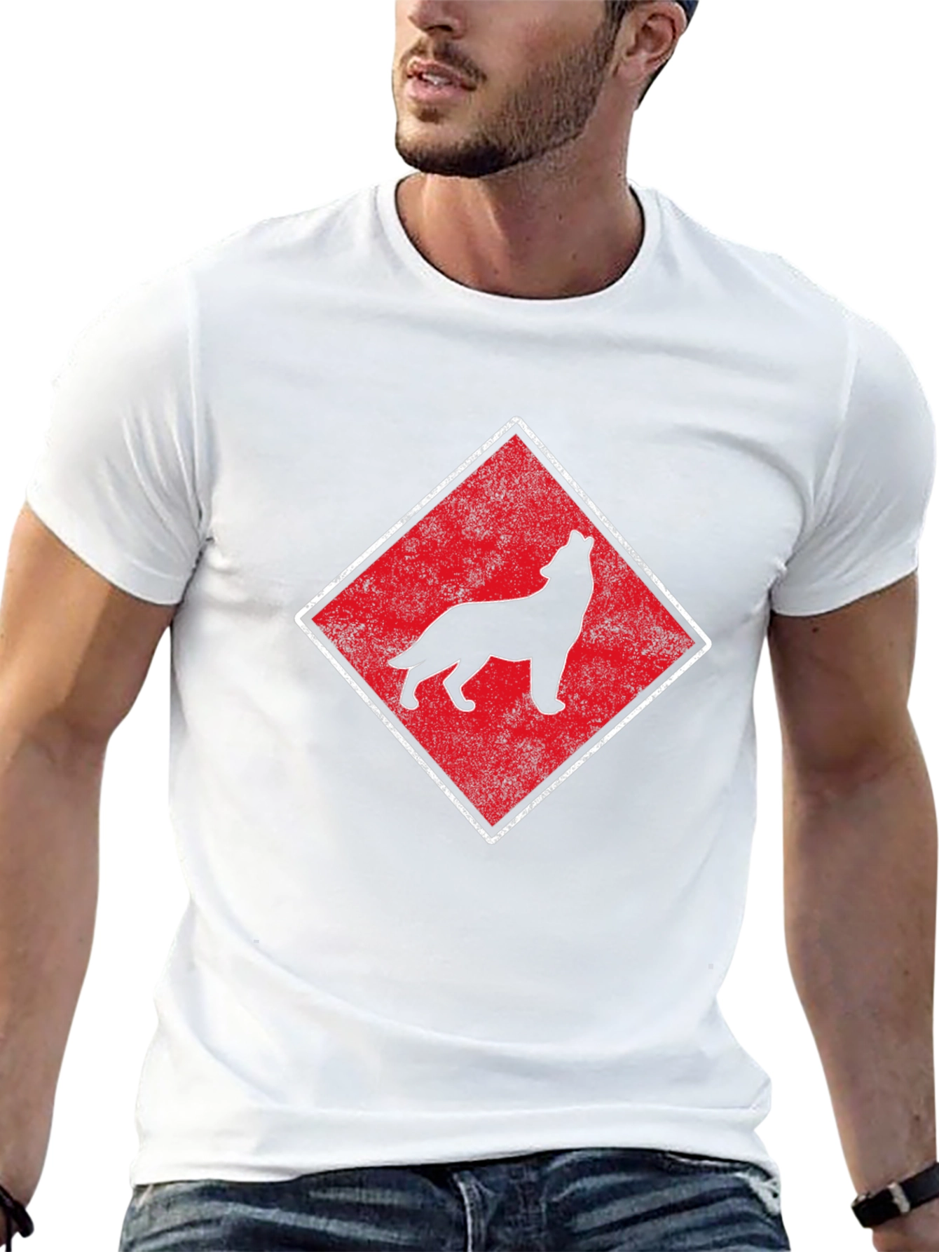 Wolf Silhouette Graphic Tee - Mens Black T-Shirt