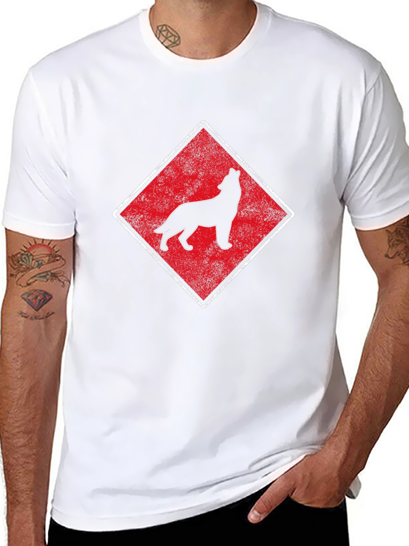Wolf Silhouette Graphic Tee - Mens Black T-Shirt