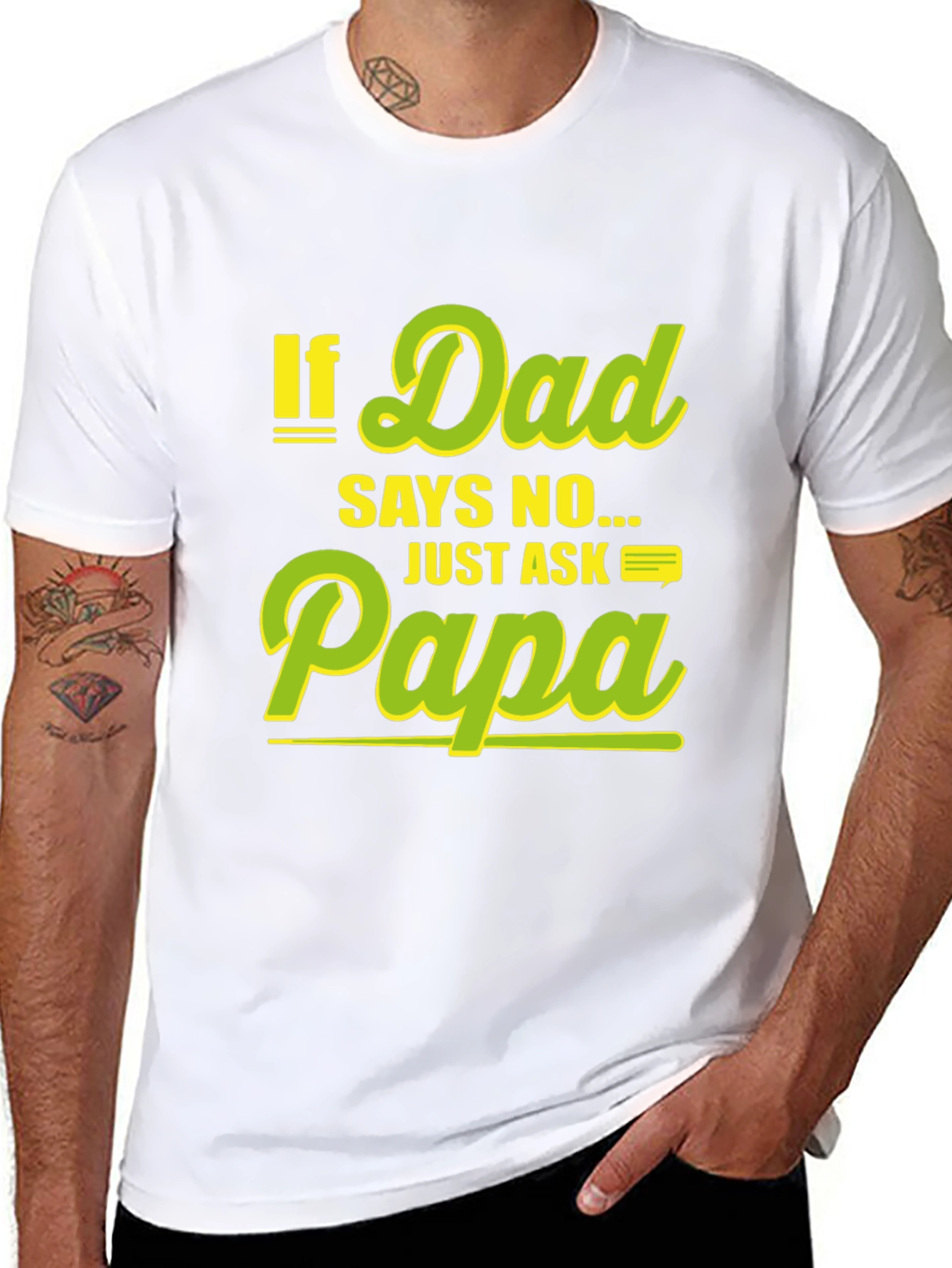 Funny If Dad Says No Ask Papa Black T-Shirt
