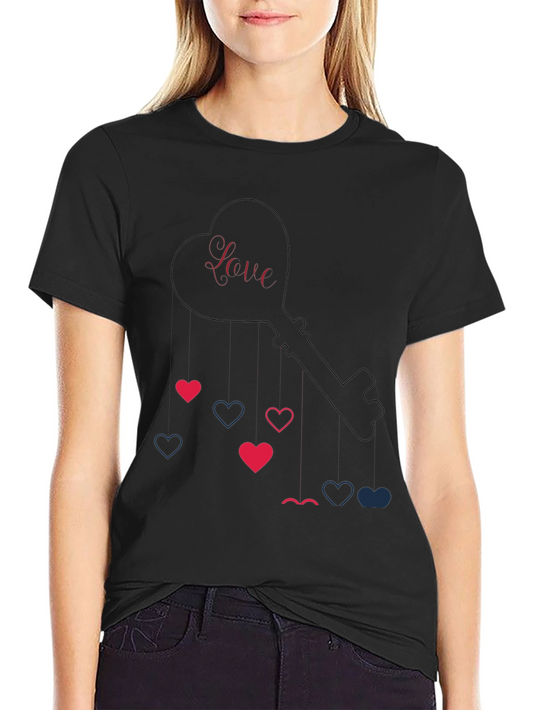 Love Key Heart Graphic Tee - Trendy Casual Shirt