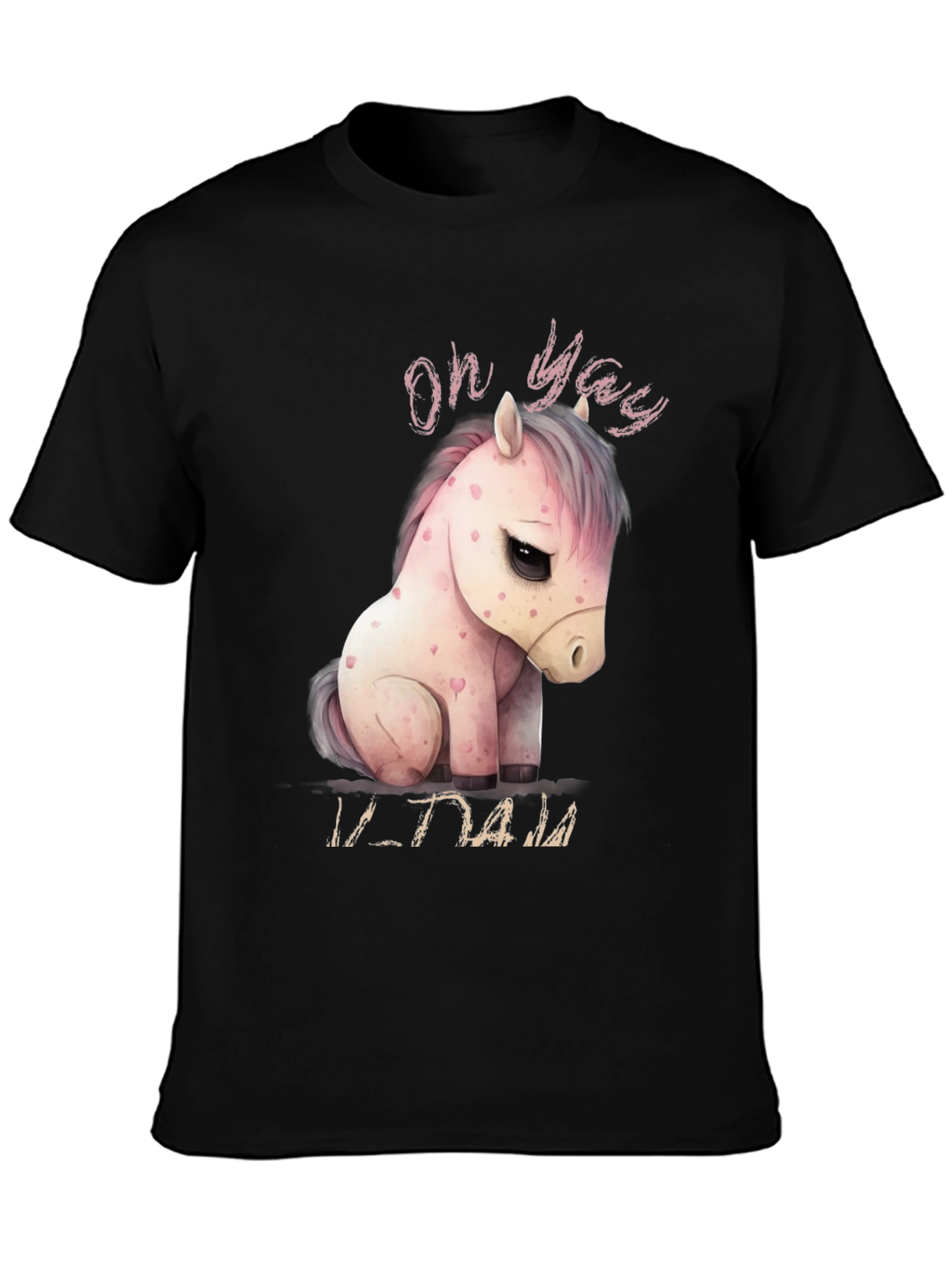 Oh Yay! Cute Pony Graphic Black T-Shirt