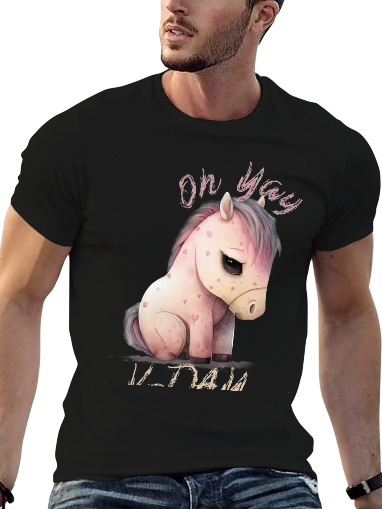 Oh Yay! Cute Pony Graphic Black T-Shirt