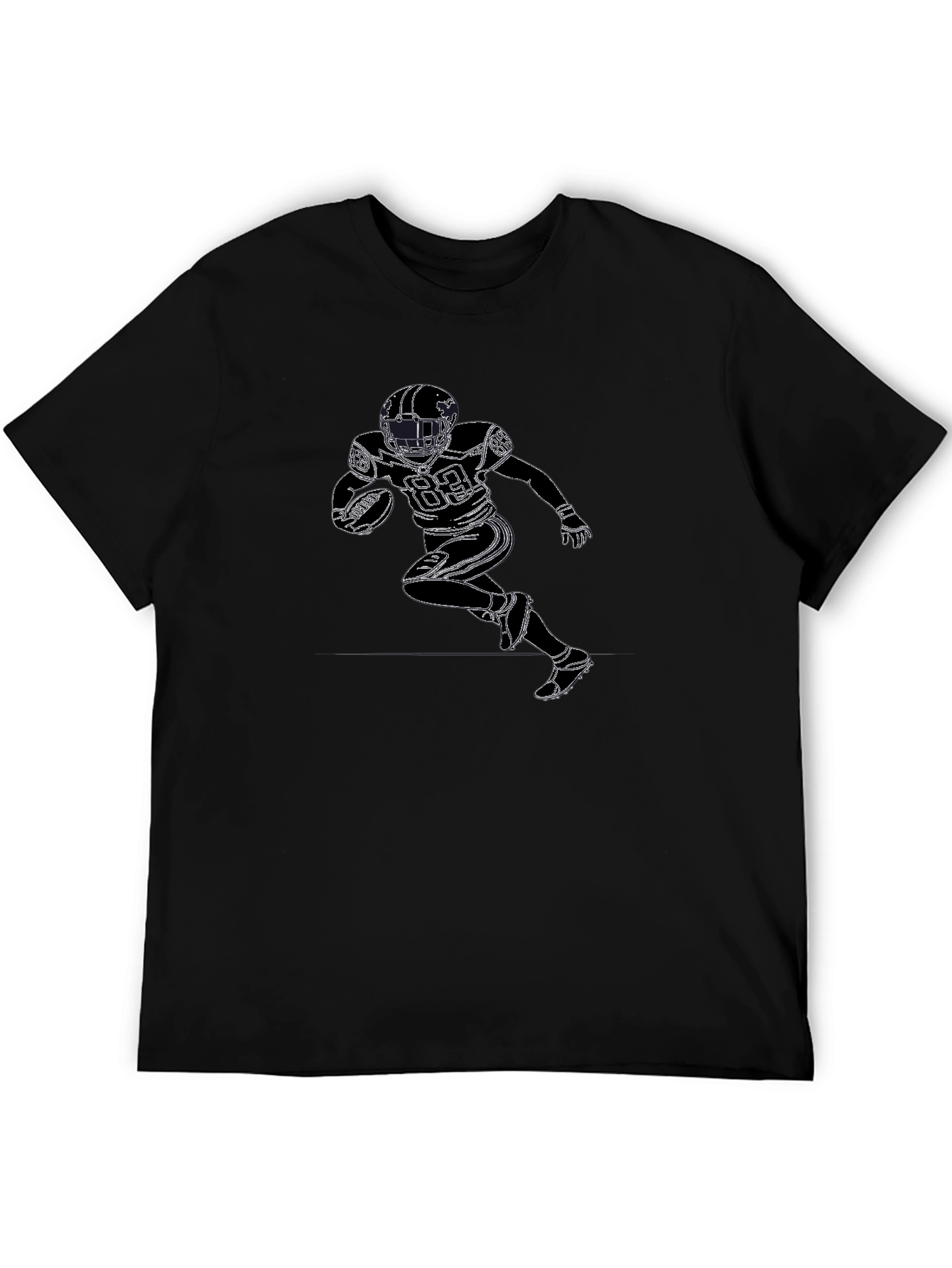 Football Player Graphic Black T-Shirt
