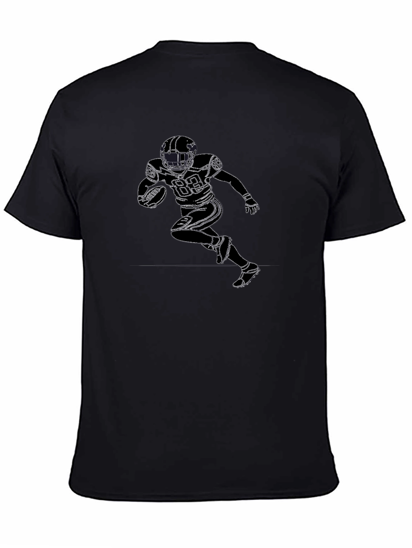 Football Player Graphic Black T-Shirt