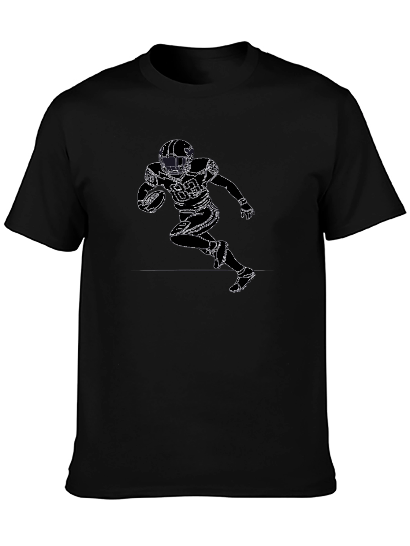 Football Player Graphic Black T-Shirt