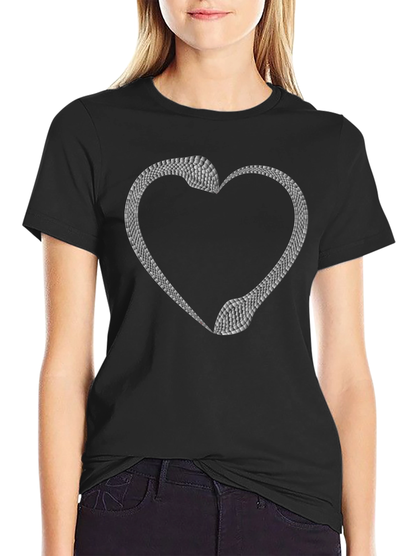 Snake Heart Graphic Tee - Black Unisex T-Shirt