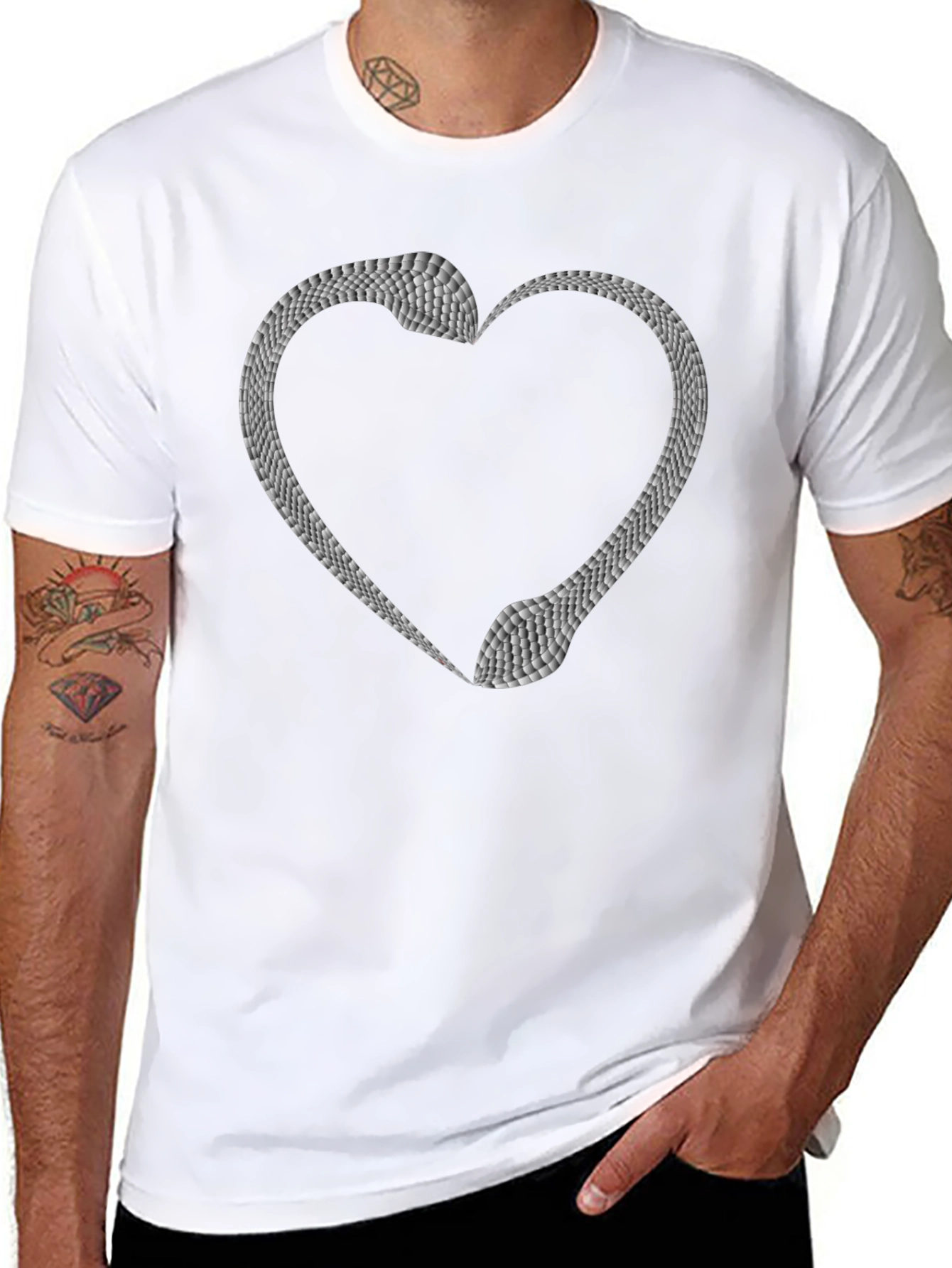 Snake Heart Graphic Tee - Black Unisex T-Shirt