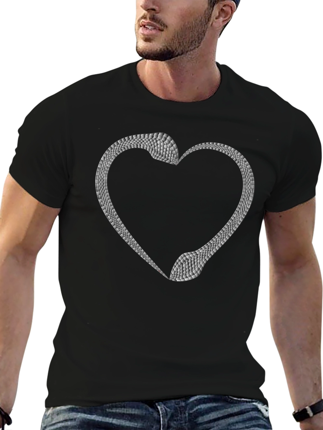 Snake Heart Graphic Tee - Black Unisex T-Shirt