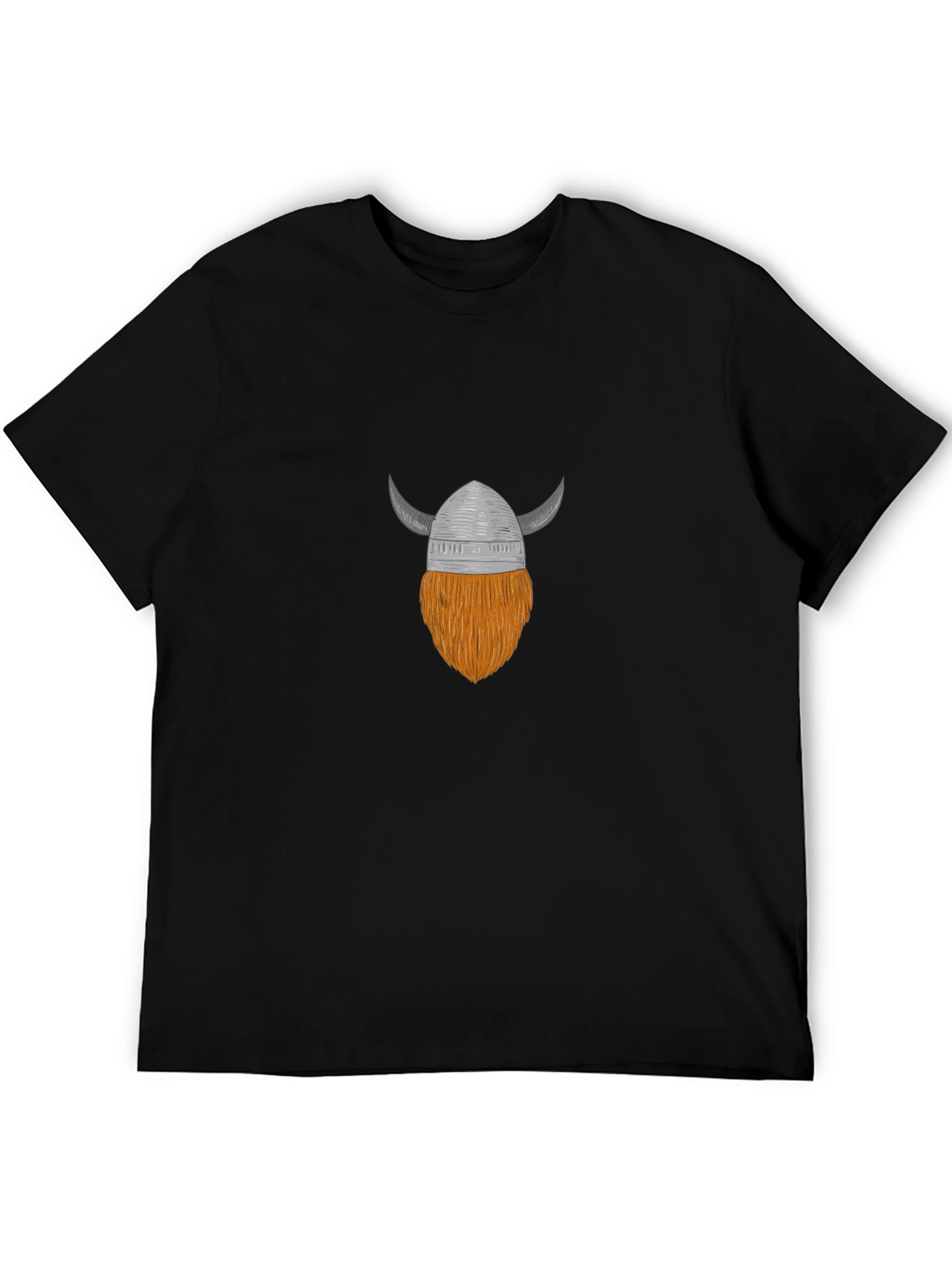 Viking Helmet & Beard Graphic T-Shirt - Black