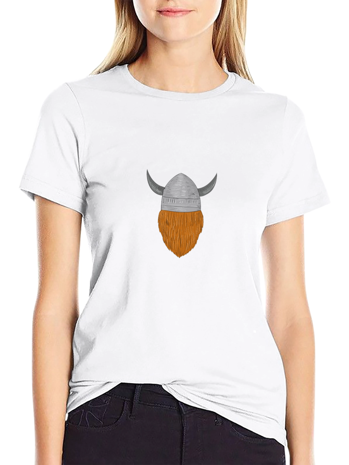 Viking Helmet & Beard Graphic T-Shirt - Black