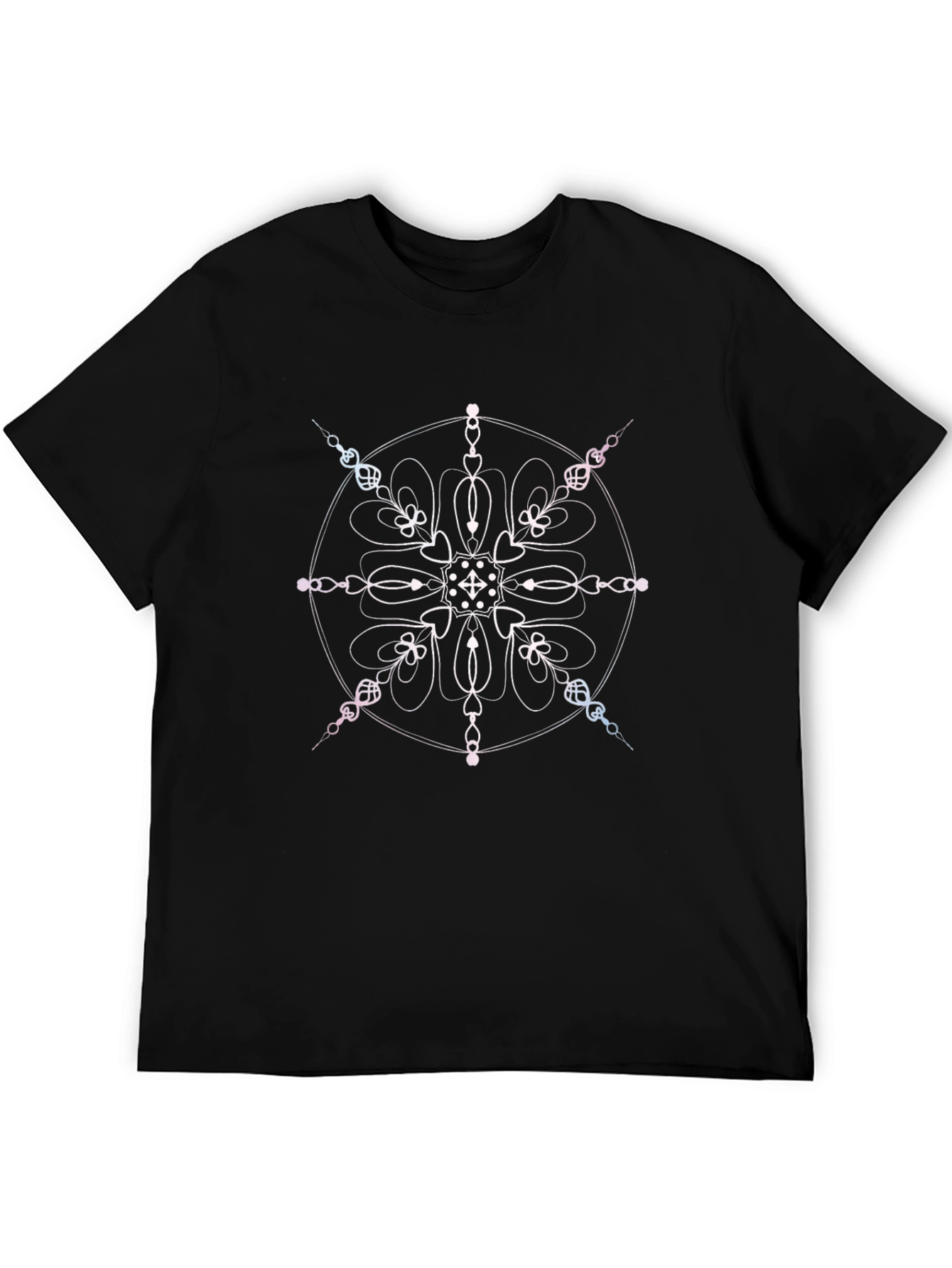 Abstract Mandala Graphic Tee - Soft Black Cotton Blend