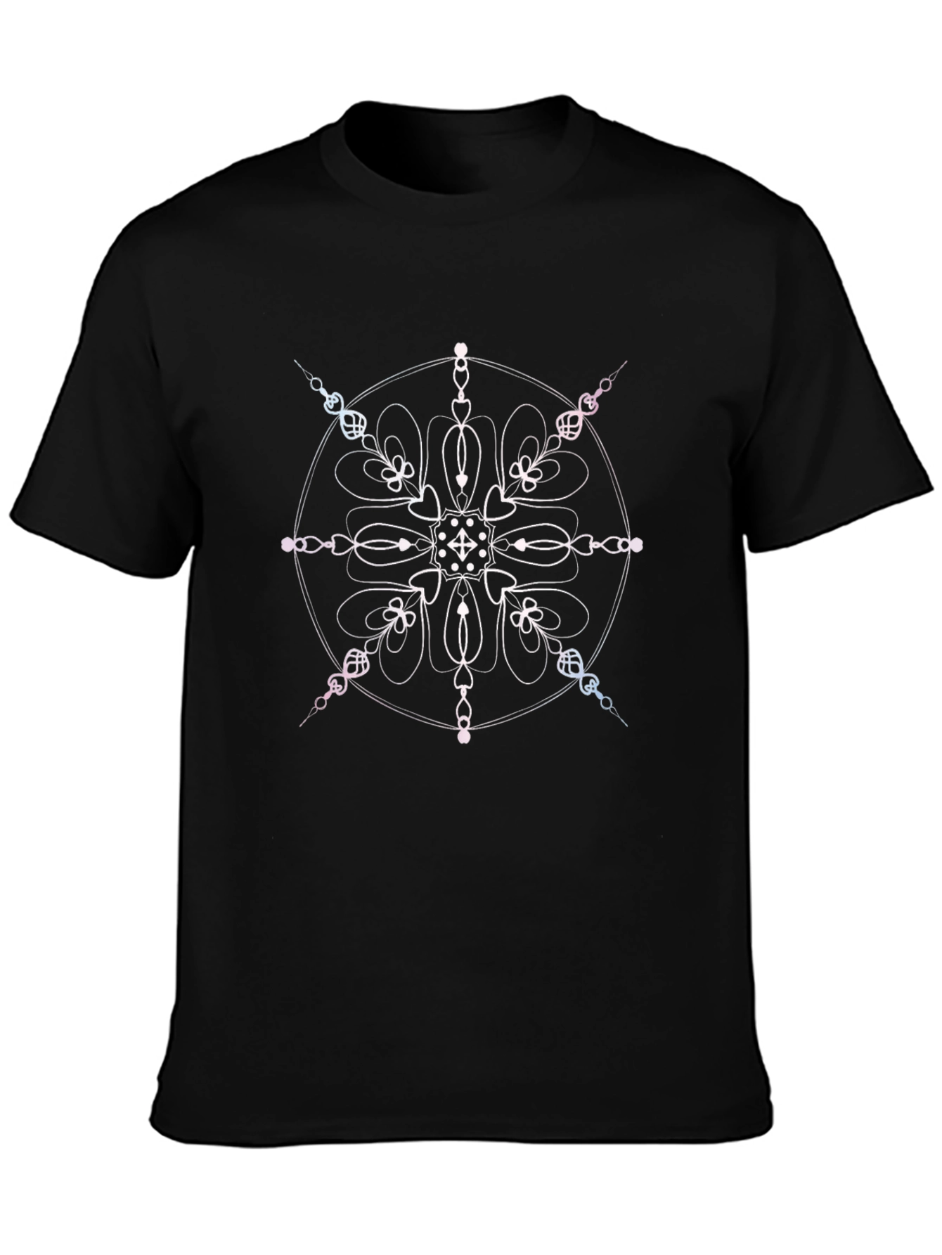 Abstract Mandala Graphic Tee - Soft Black Cotton Blend