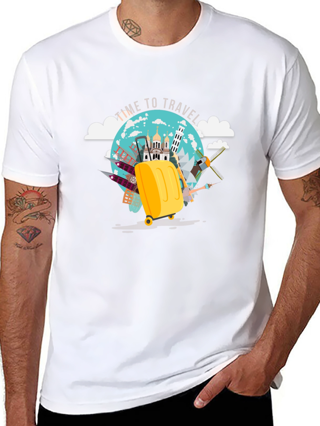Travel Time Graphic Tee - Black Cotton T-Shirt