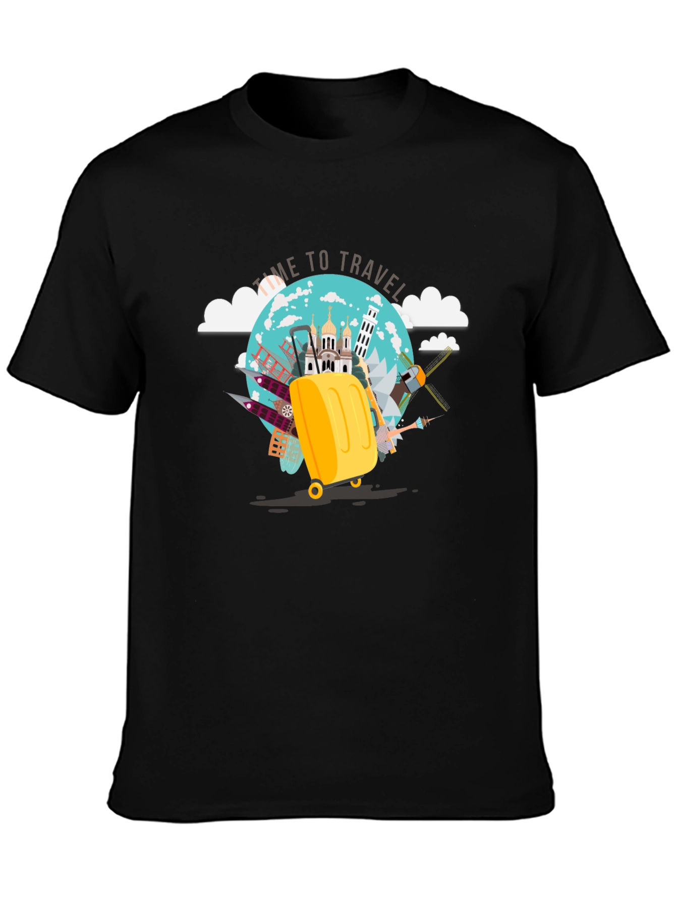 Travel Time Graphic Tee - Black Cotton T-Shirt