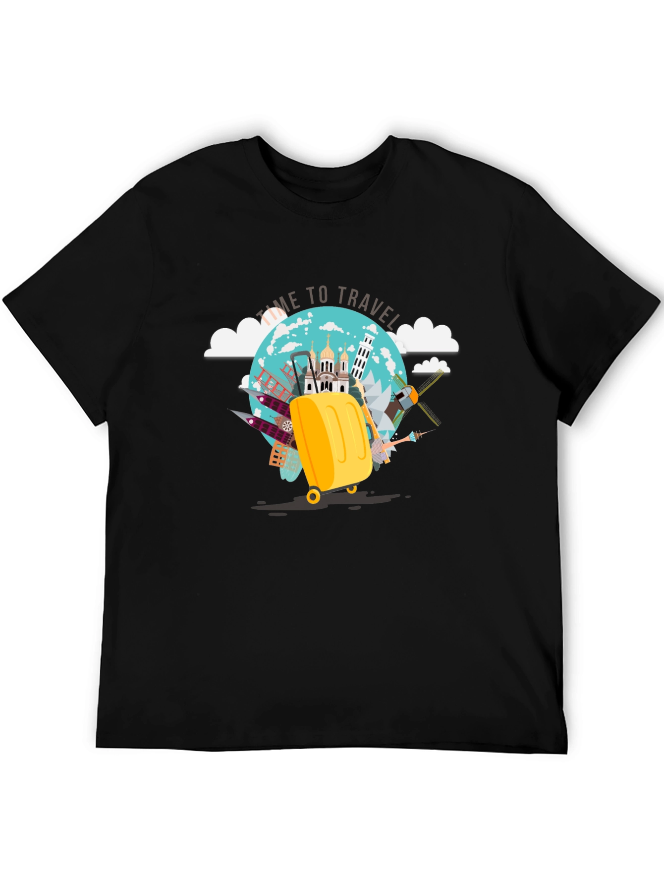Travel Time Graphic Tee - Black Cotton T-Shirt