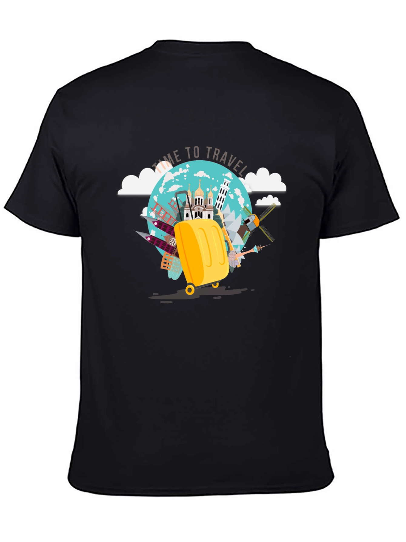 Travel Time Graphic Tee - Black Cotton T-Shirt