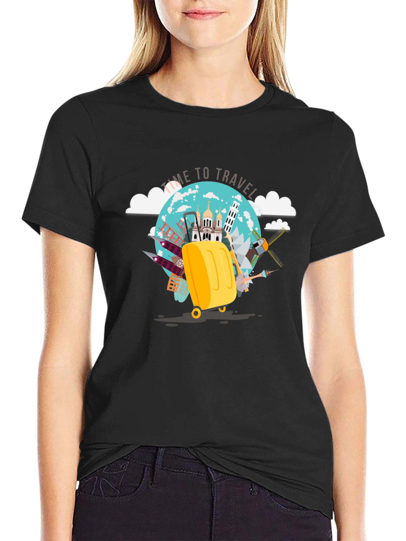 Travel Time Graphic Tee - Black Cotton T-Shirt