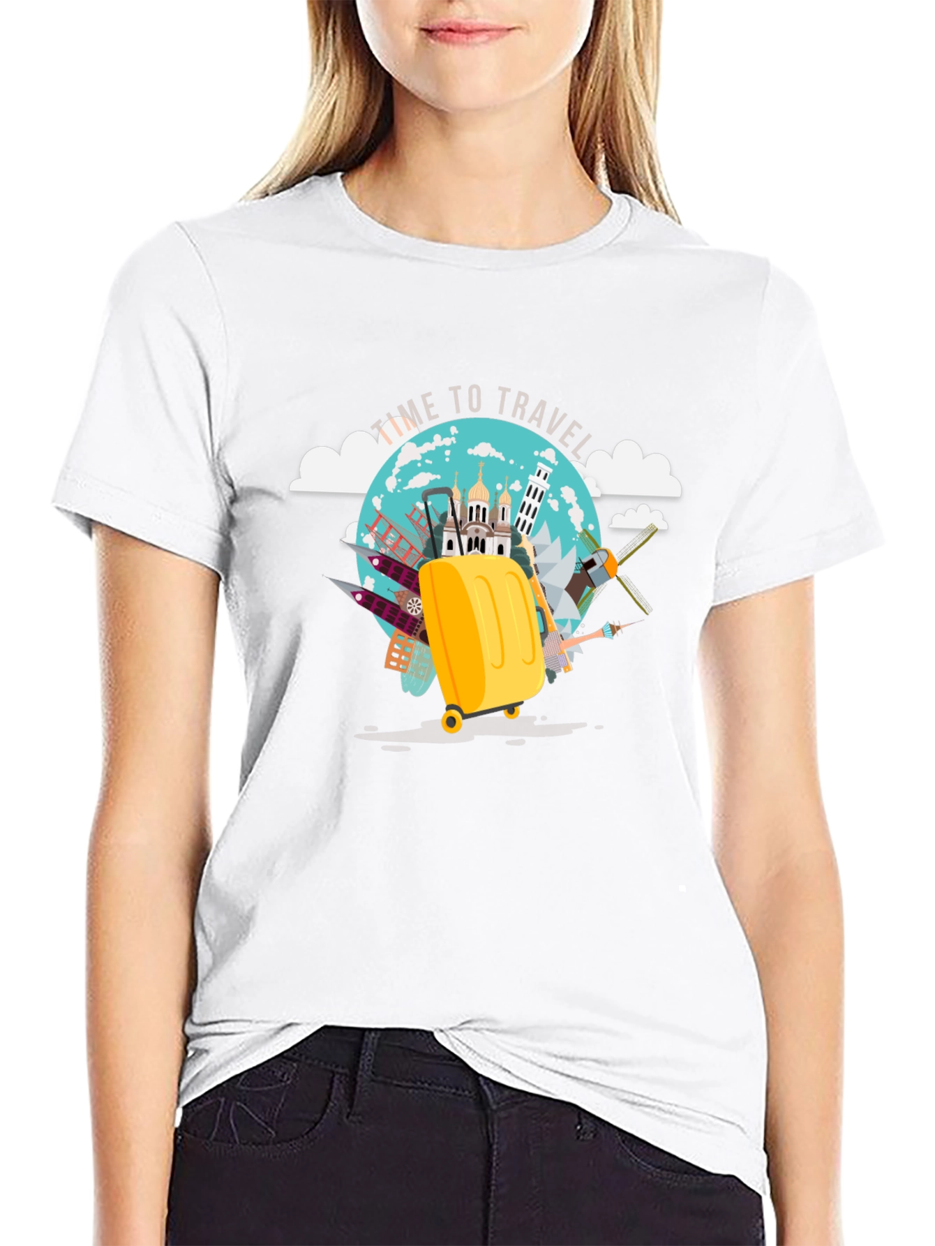 Travel Time Graphic Tee - Black Cotton T-Shirt
