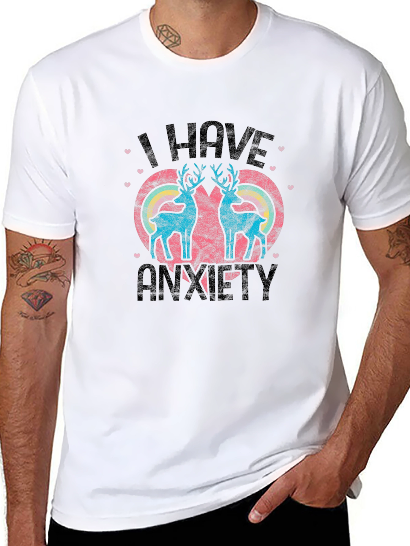 I Have Anxiety T-Shirt with Reindeer Heart Design