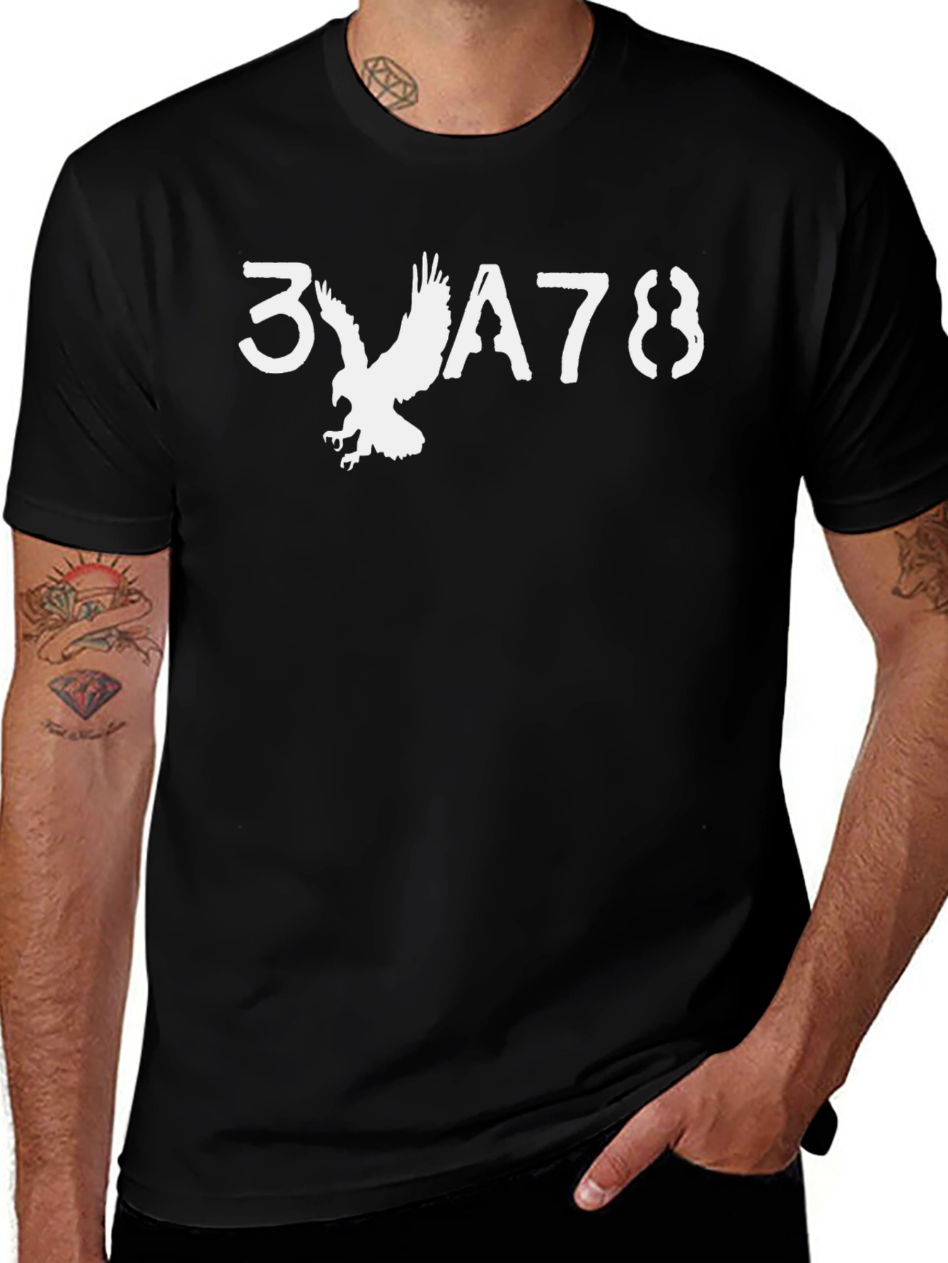 Patriotic Eagle Graphic T-Shirt - Black