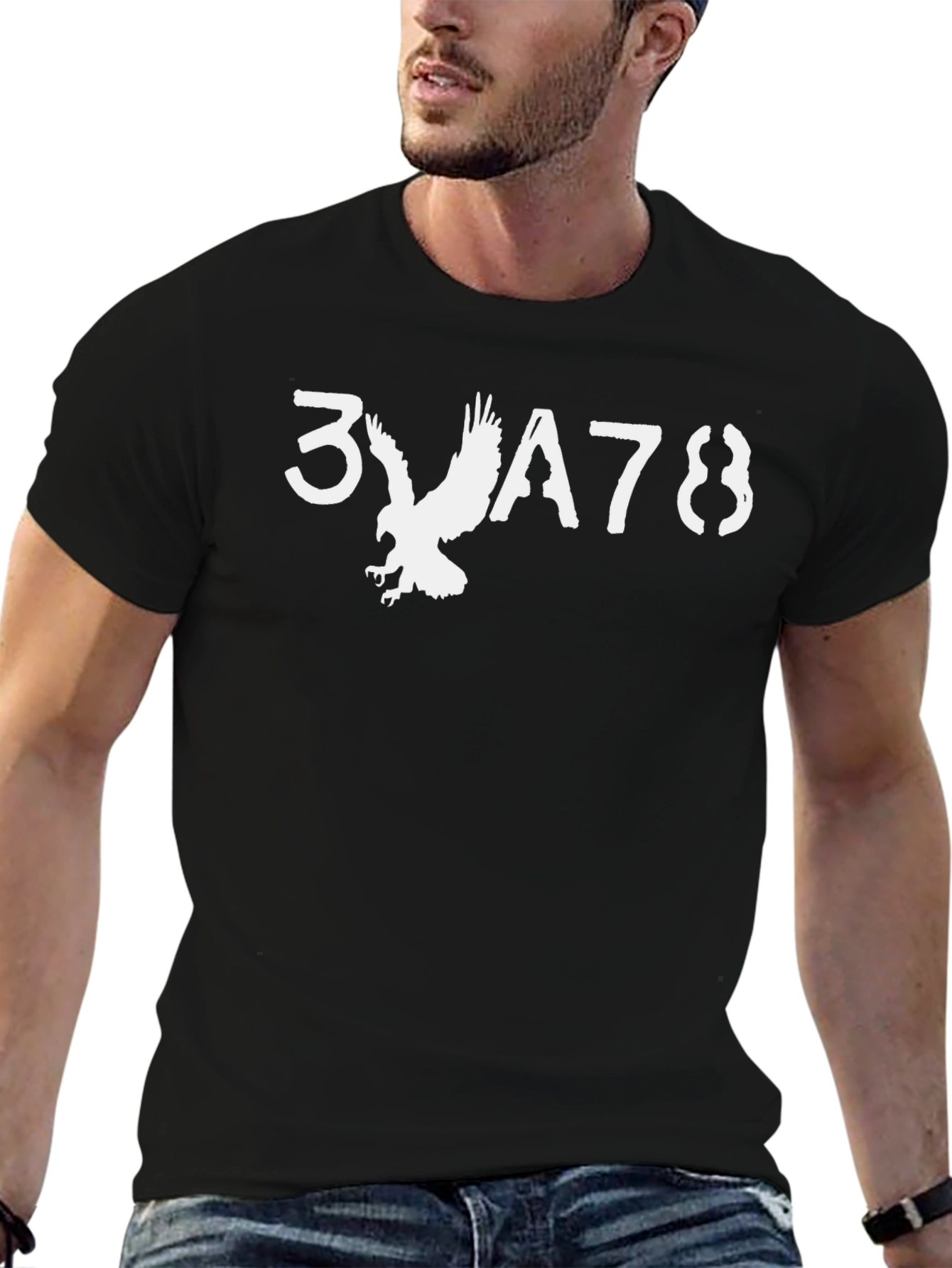 Patriotic Eagle Graphic T-Shirt - Black
