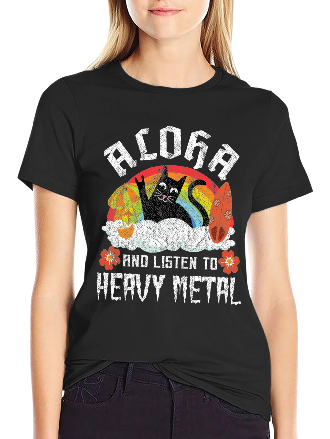 Aloha Heavy Metal Cat T-Shirt